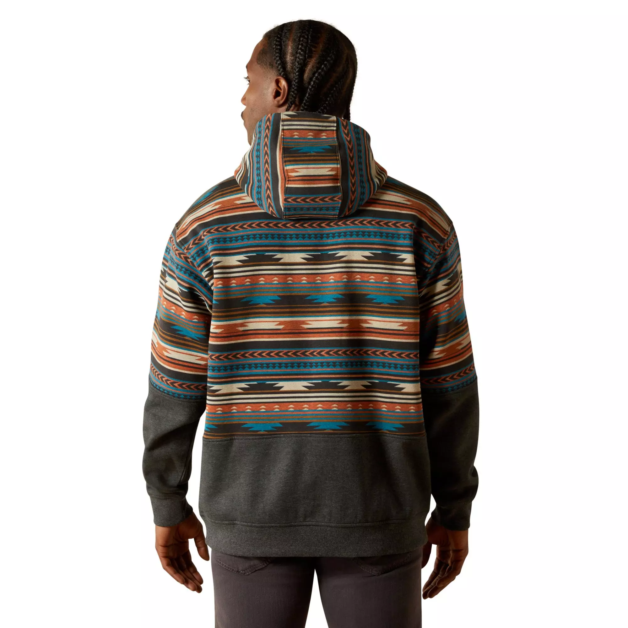 Ariat Men's Color Block Aztec Hoodie - Black - BLACK