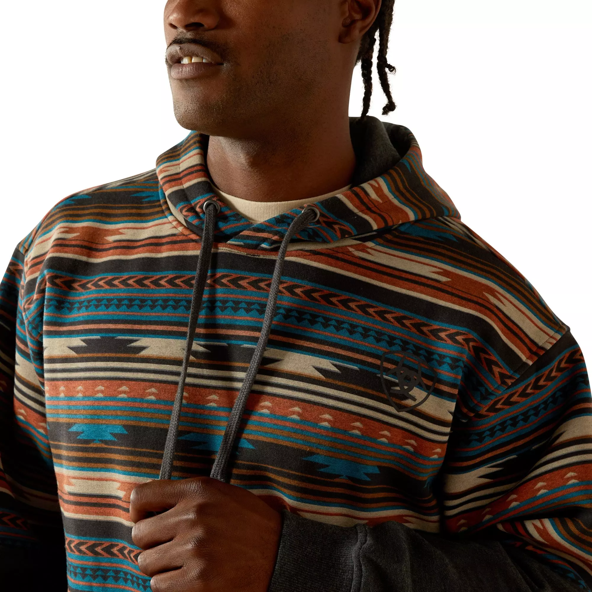 Ariat Men's Color Block Aztec Hoodie - Black - BLACK