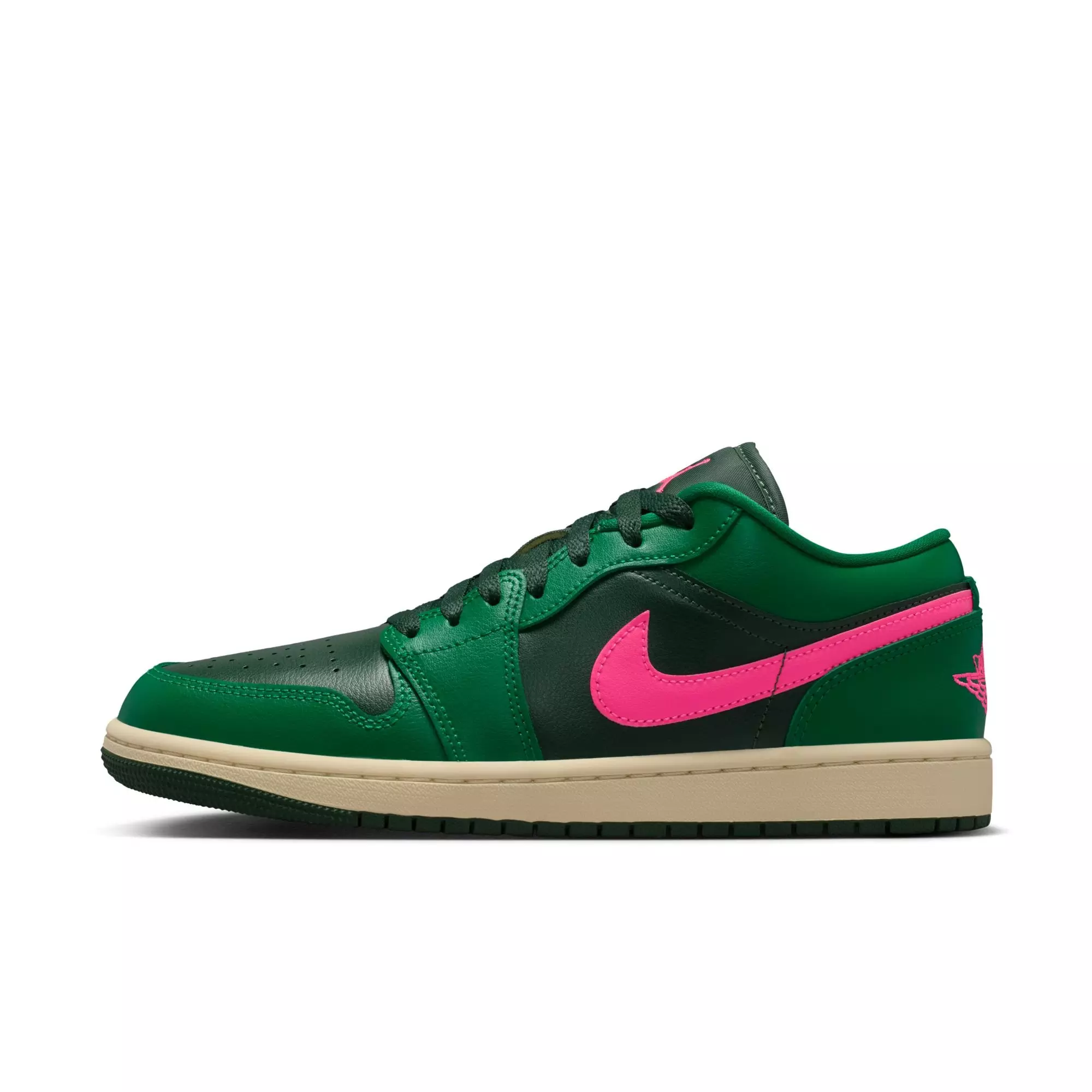 Jordan 1 Low "Malachite/Fir/Pink Blast/Coconut Milk" Women's Shoe - GREEN/PINK
