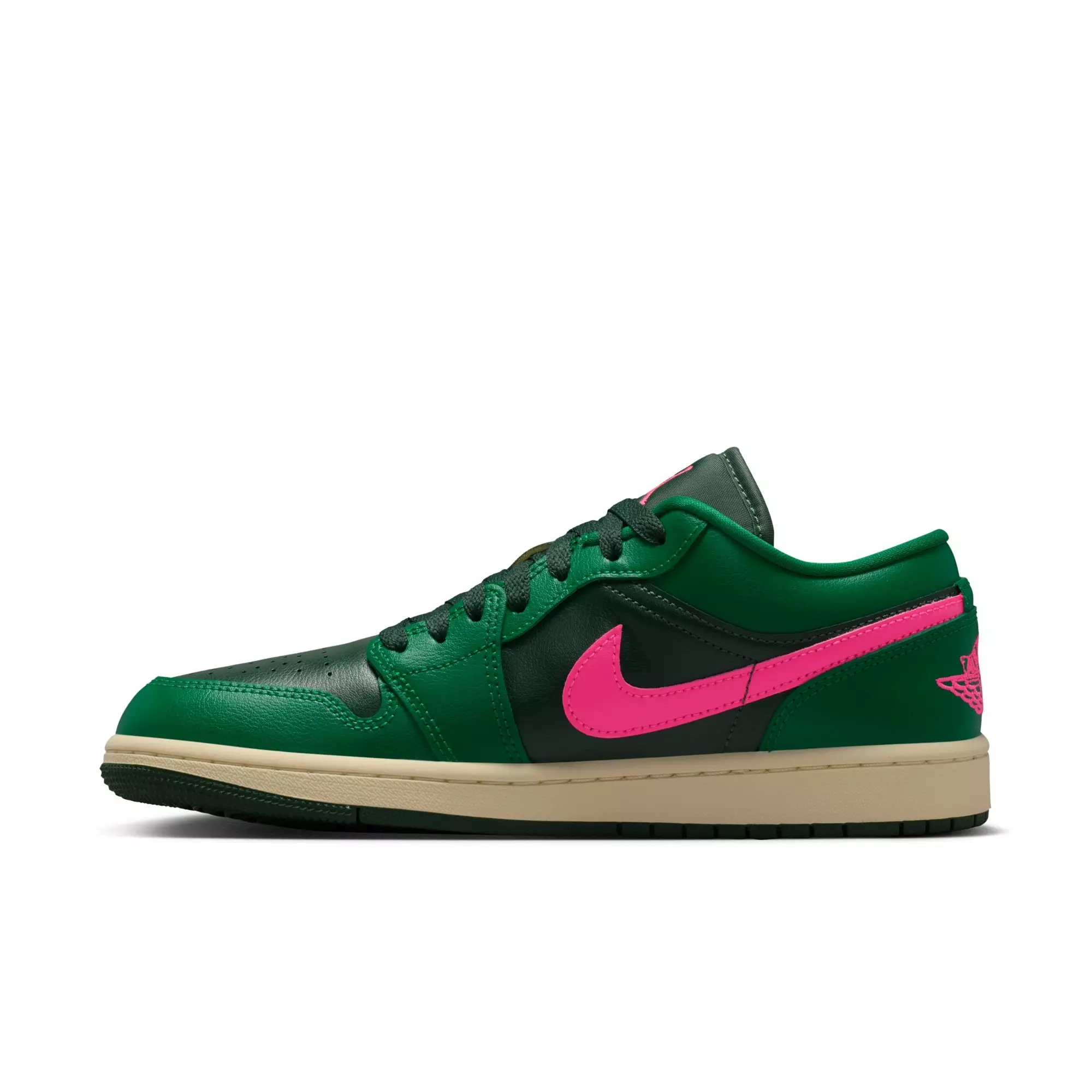 Jordan 1 Low "Malachite/Fir/Pink Blast/Coconut Milk" Women's Shoe - GREEN/PINK