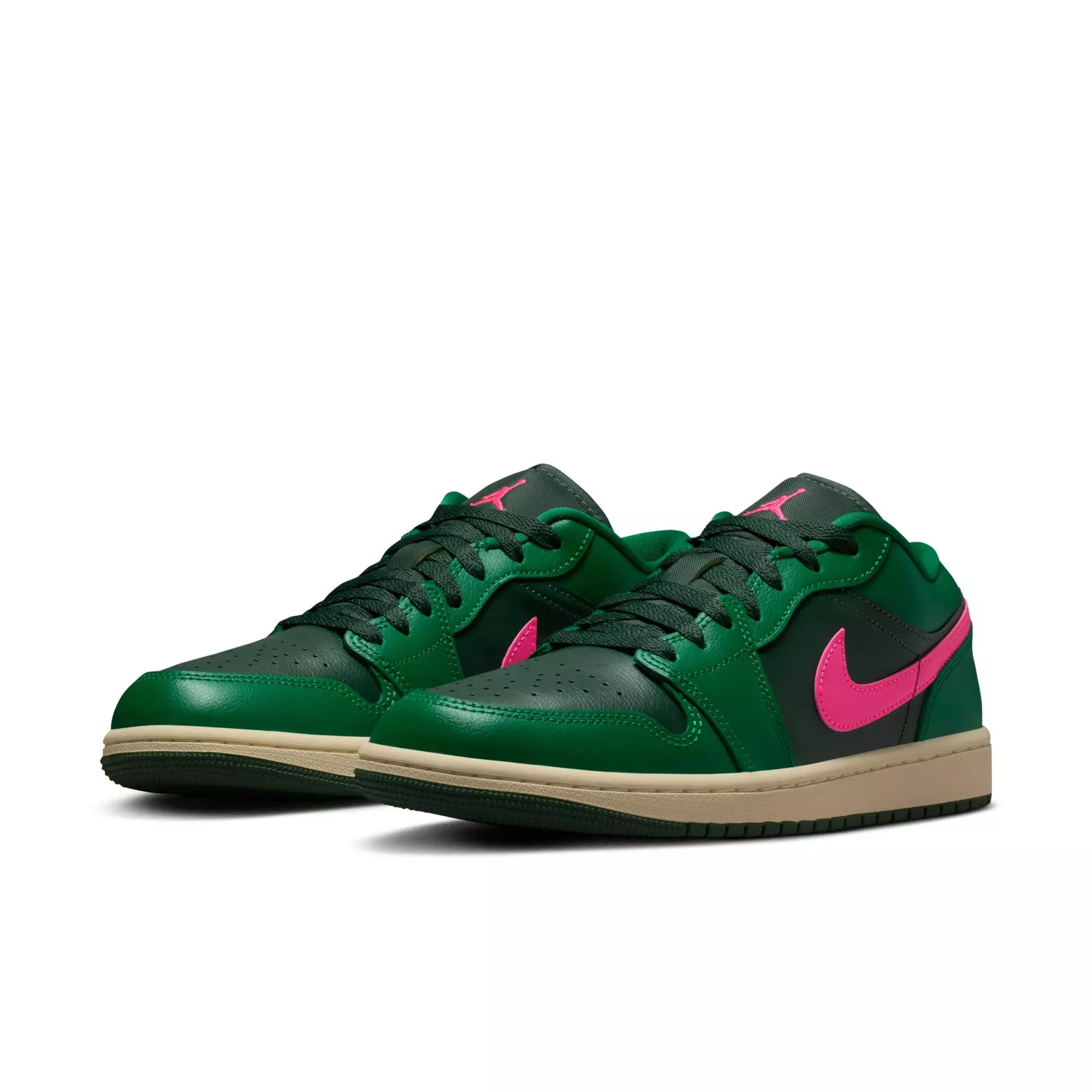 Jordan 1 Low "Malachite/Fir/Pink Blast/Coconut Milk" Women's Shoe - GREEN/PINK
