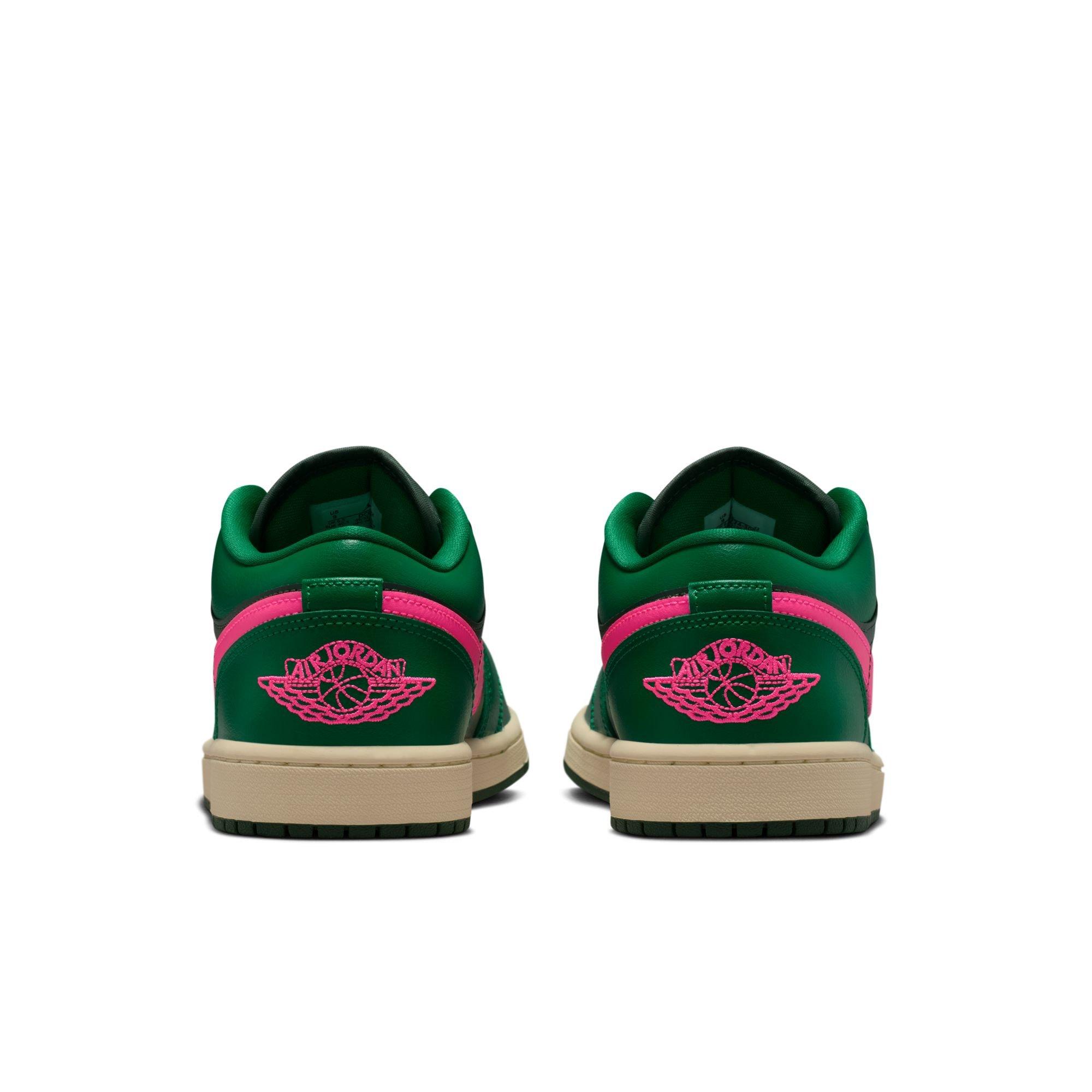 Jordan 1 Low "Malachite/Fir/Pink Blast/Coconut Milk" Women's Shoe - GREEN/PINK Thumbnail View 7