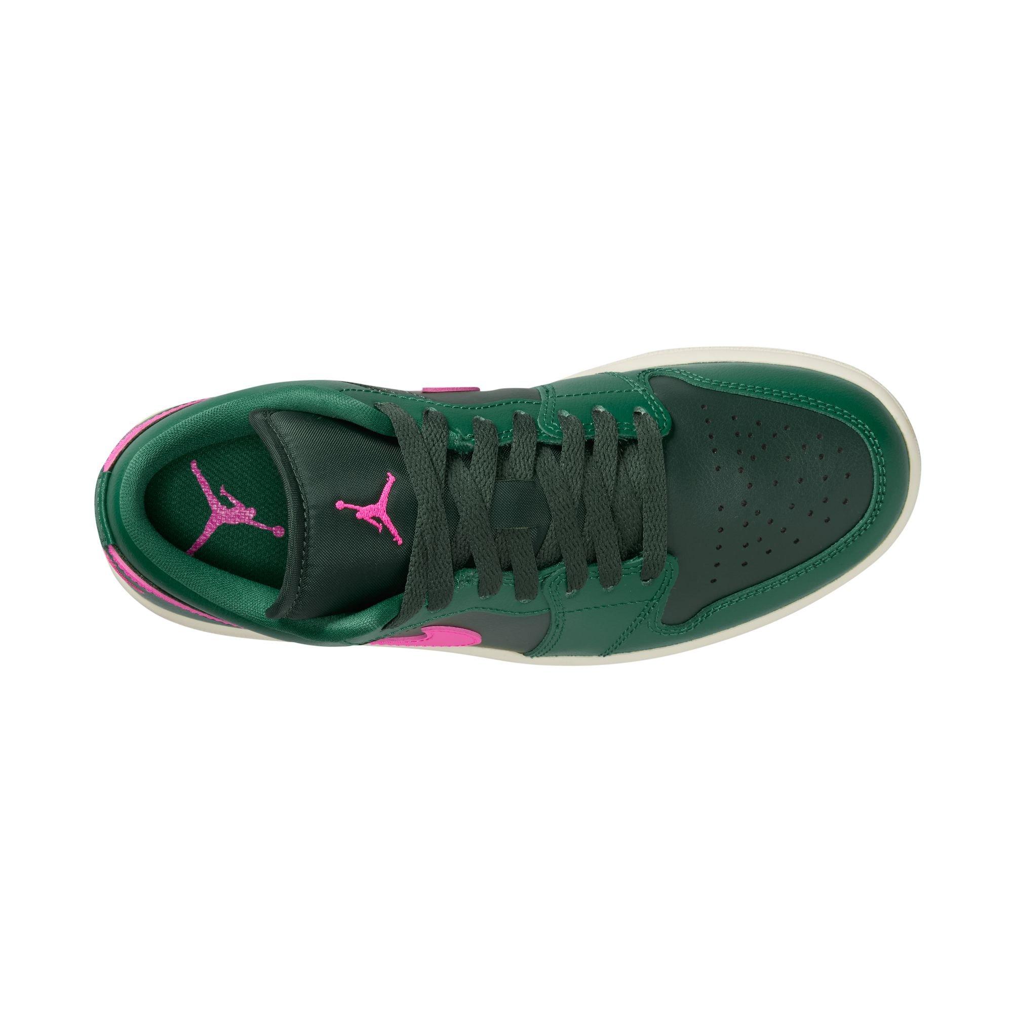 Jordan 1 Low "Malachite/Fir/Pink Blast/Coconut Milk" Women's Shoe - GREEN/PINK Thumbnail View 8