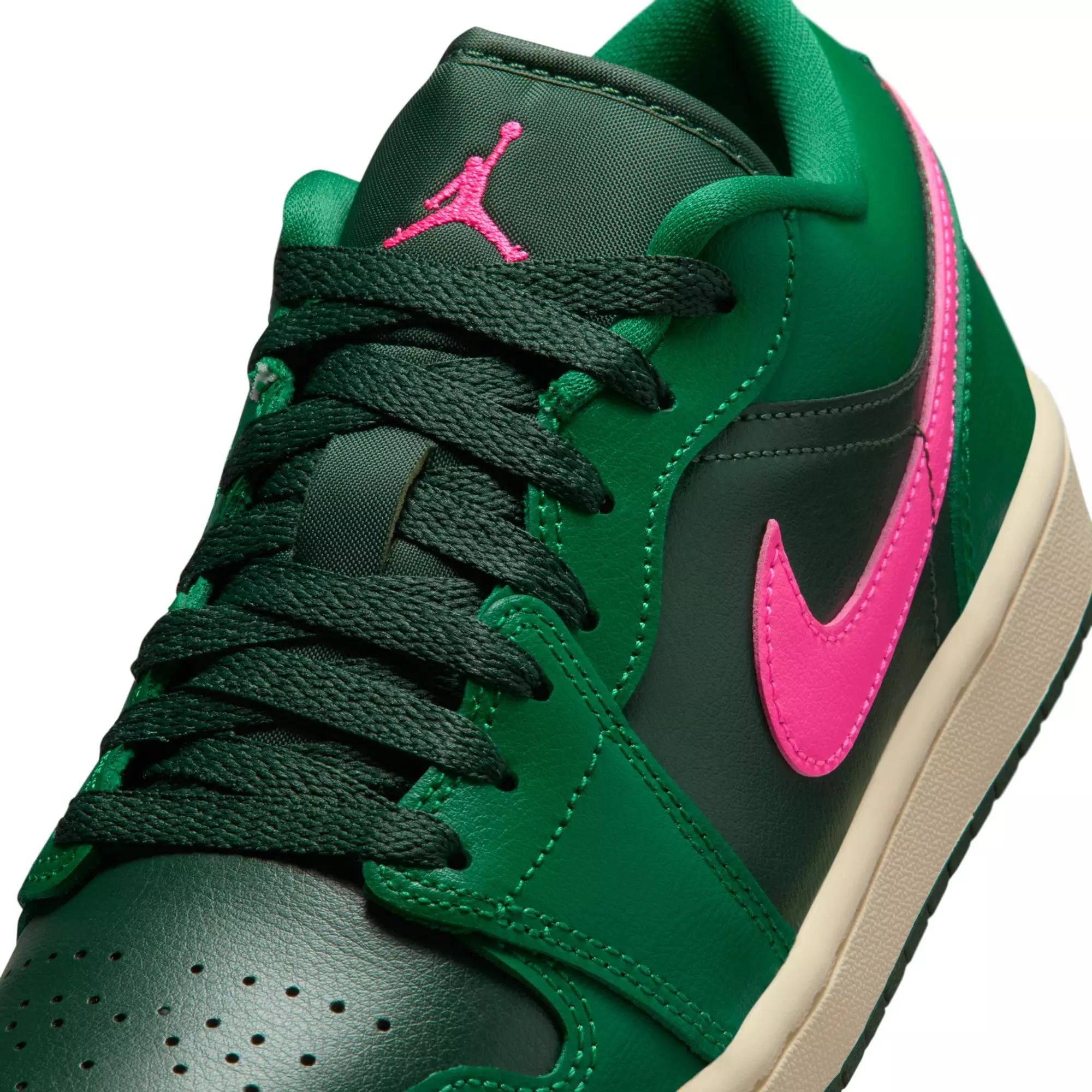 Jordan 1 Low "Malachite/Fir/Pink Blast/Coconut Milk" Women's Shoe - GREEN/PINK