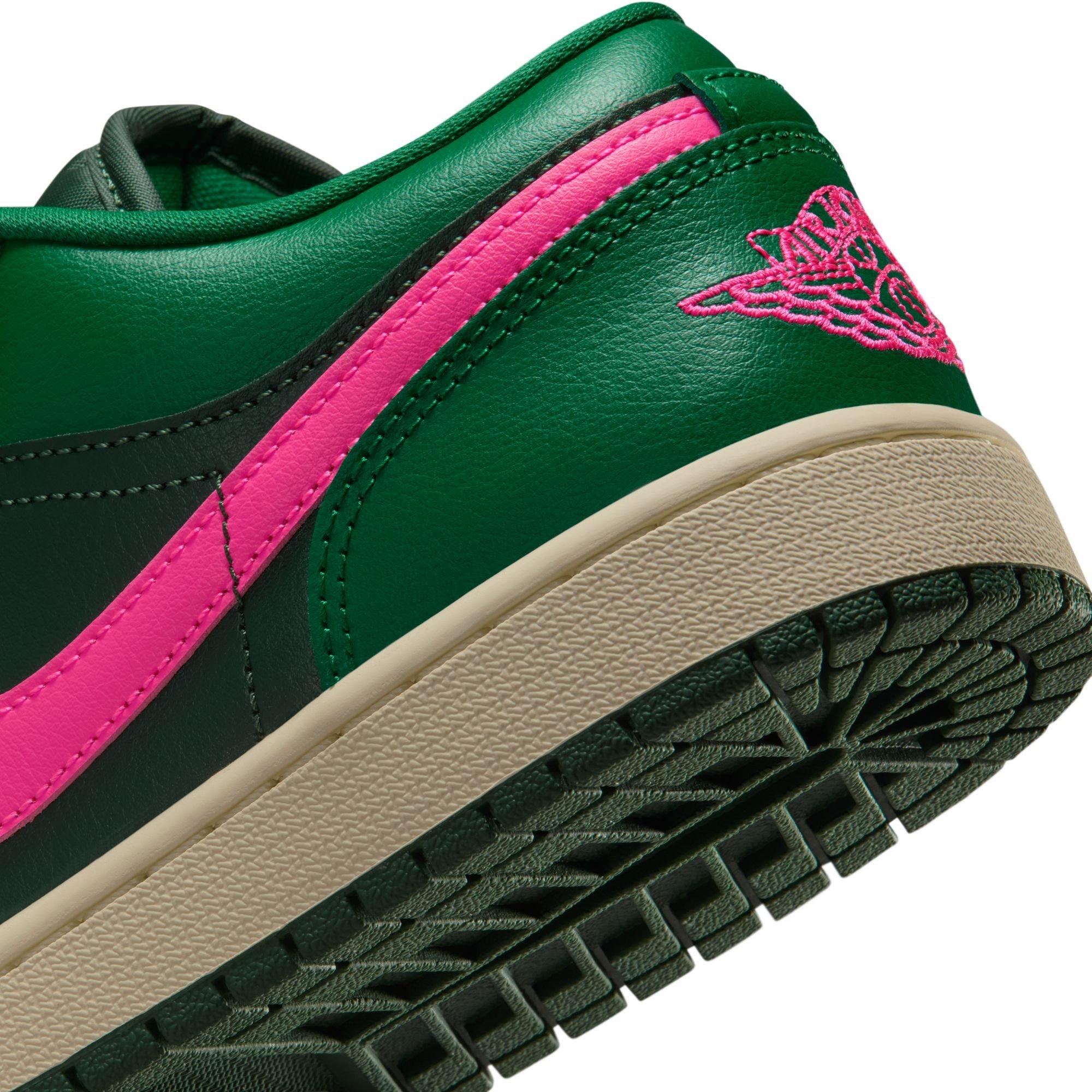 Jordan 1 Low "Malachite/Fir/Pink Blast/Coconut Milk" Women's Shoe - GREEN/PINK Thumbnail View 11