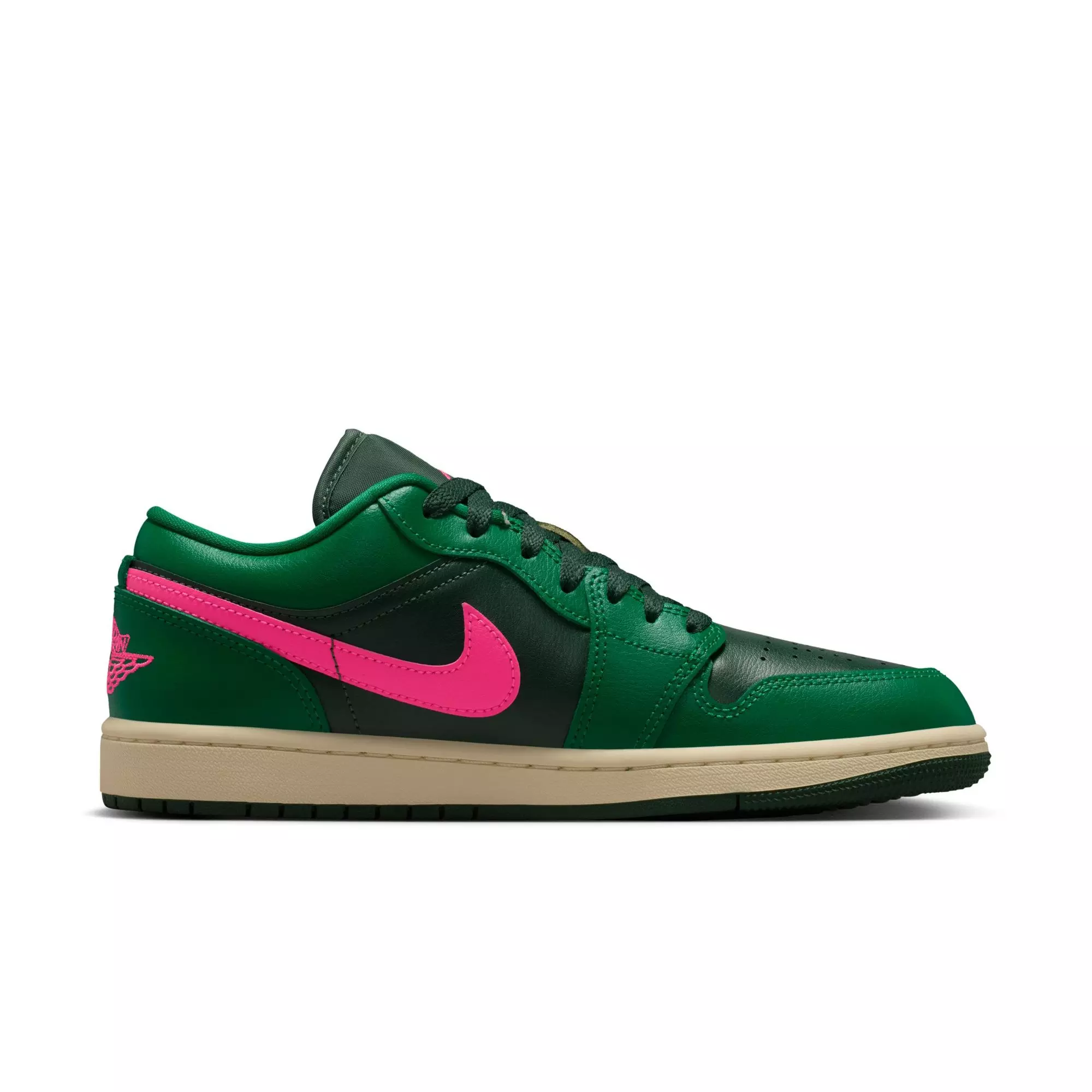 Jordan 1 Low "Malachite/Fir/Pink Blast/Coconut Milk" Women's Shoe - GREEN/PINK