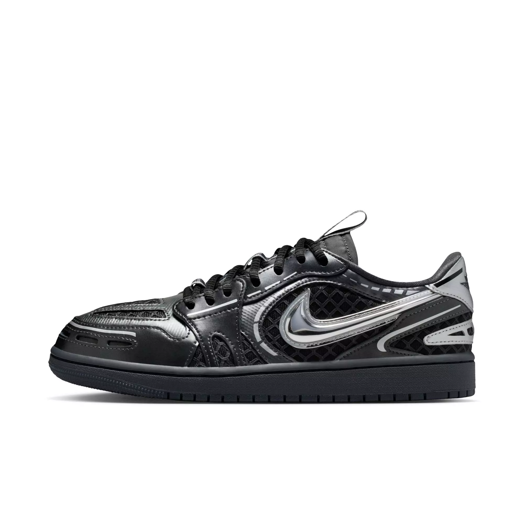 Jordan 1 Low Method of Make "Black/Metallic Silver/White/Anthracite" Women's Shoe - BLACK/SILVER