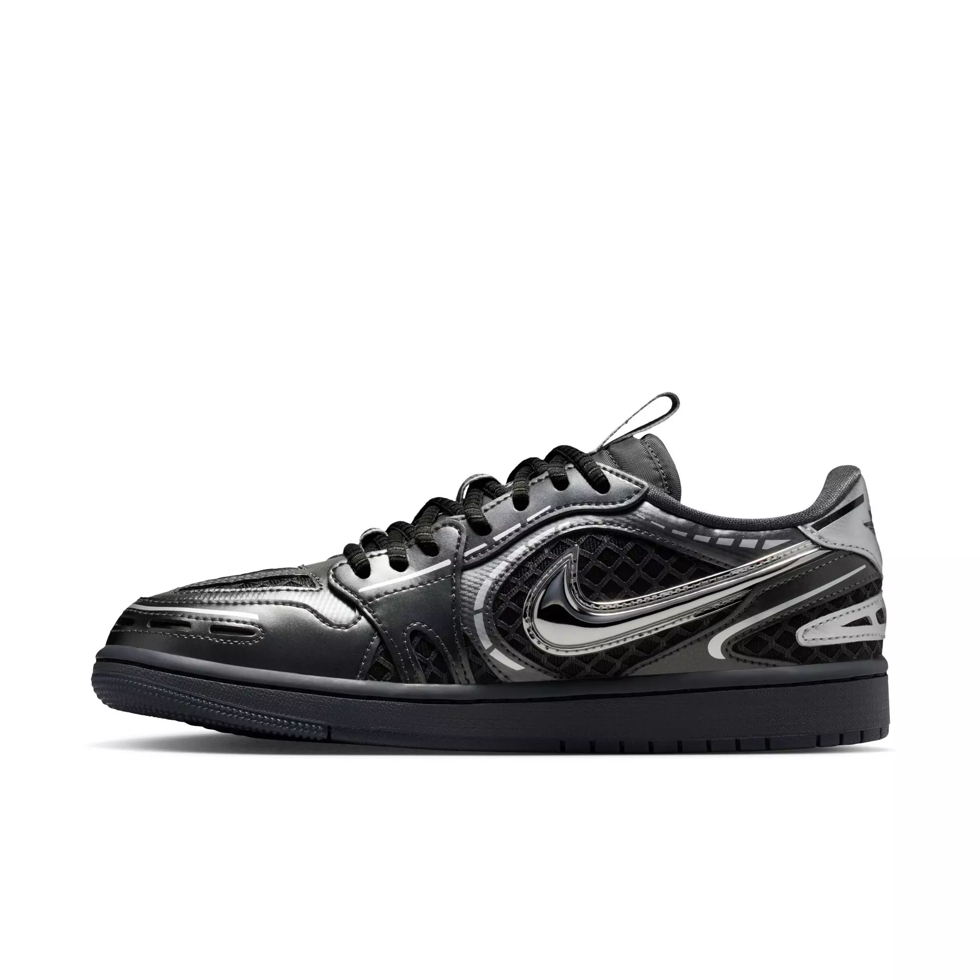 Jordan 1 Low Method of Make "Black/Metallic Silver/White/Anthracite" Women's Shoe - BLACK/SILVER