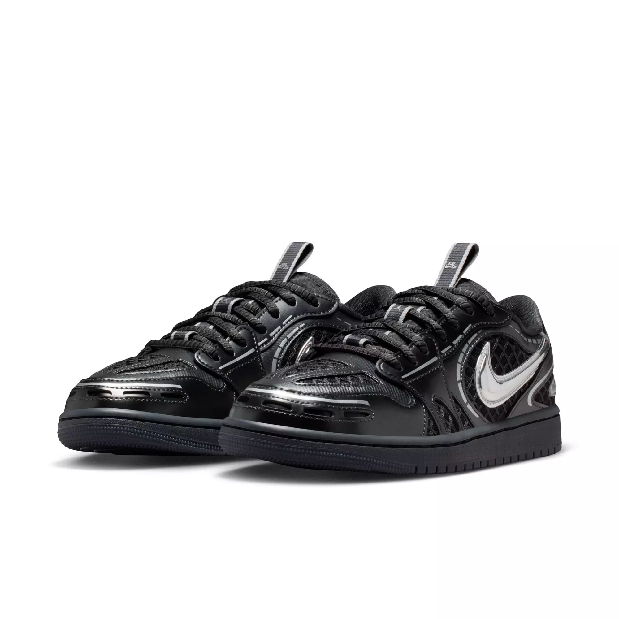 Jordan 1 Low Method of Make "Black/Metallic Silver/White/Anthracite" Women's Shoe - BLACK/SILVER