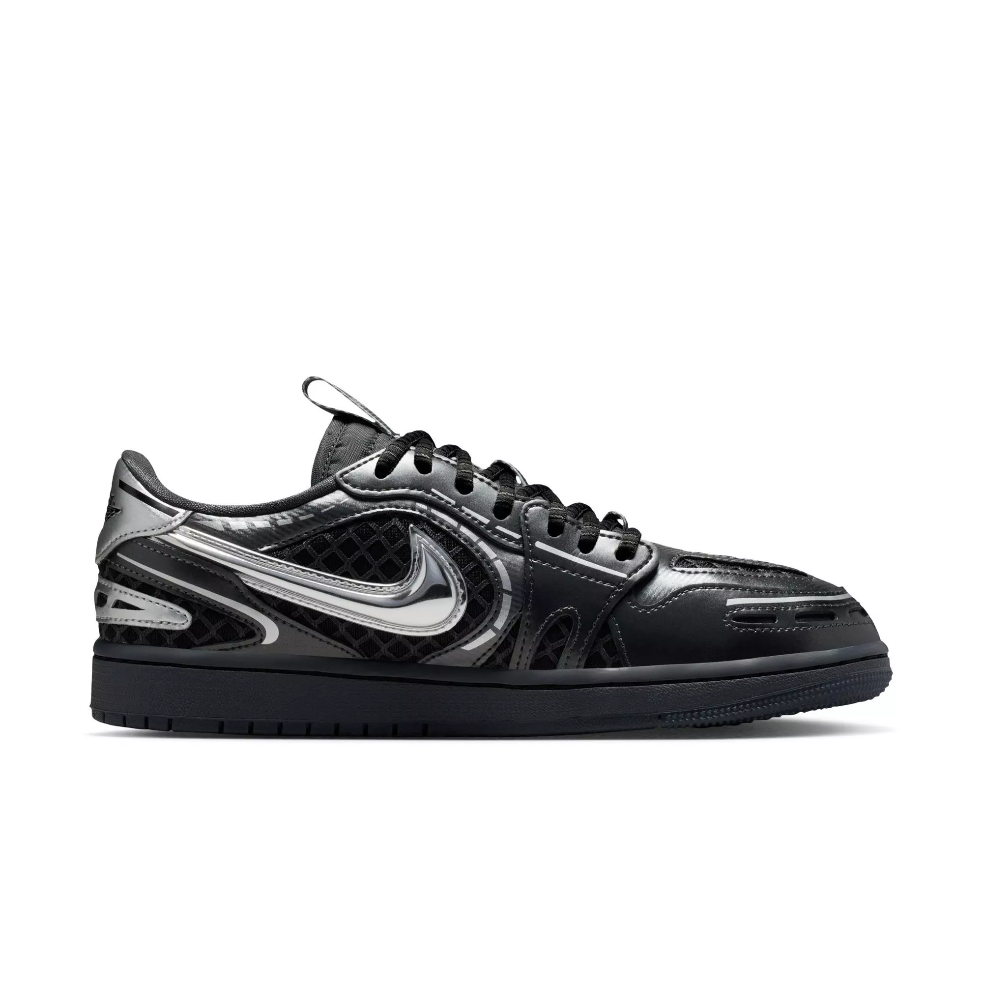 Jordan 1 Low Method of Make "Black/Metallic Silver/White/Anthracite" Women's Shoe - BLACK/SILVER