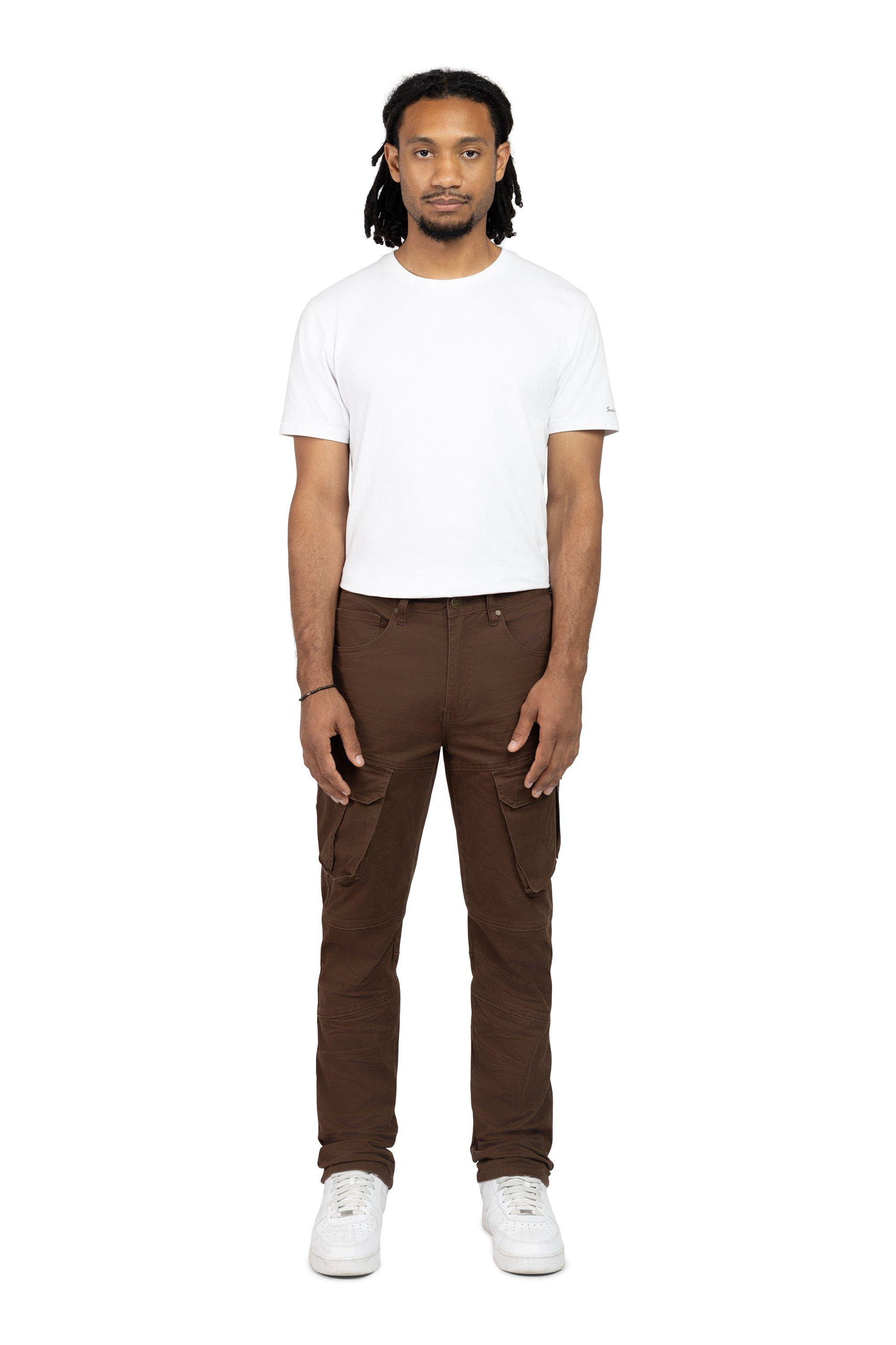 Smoke Rise Men's Straight Fit Twill Essentials Cargo Pants - Bison - BROWN Thumbnail View 1