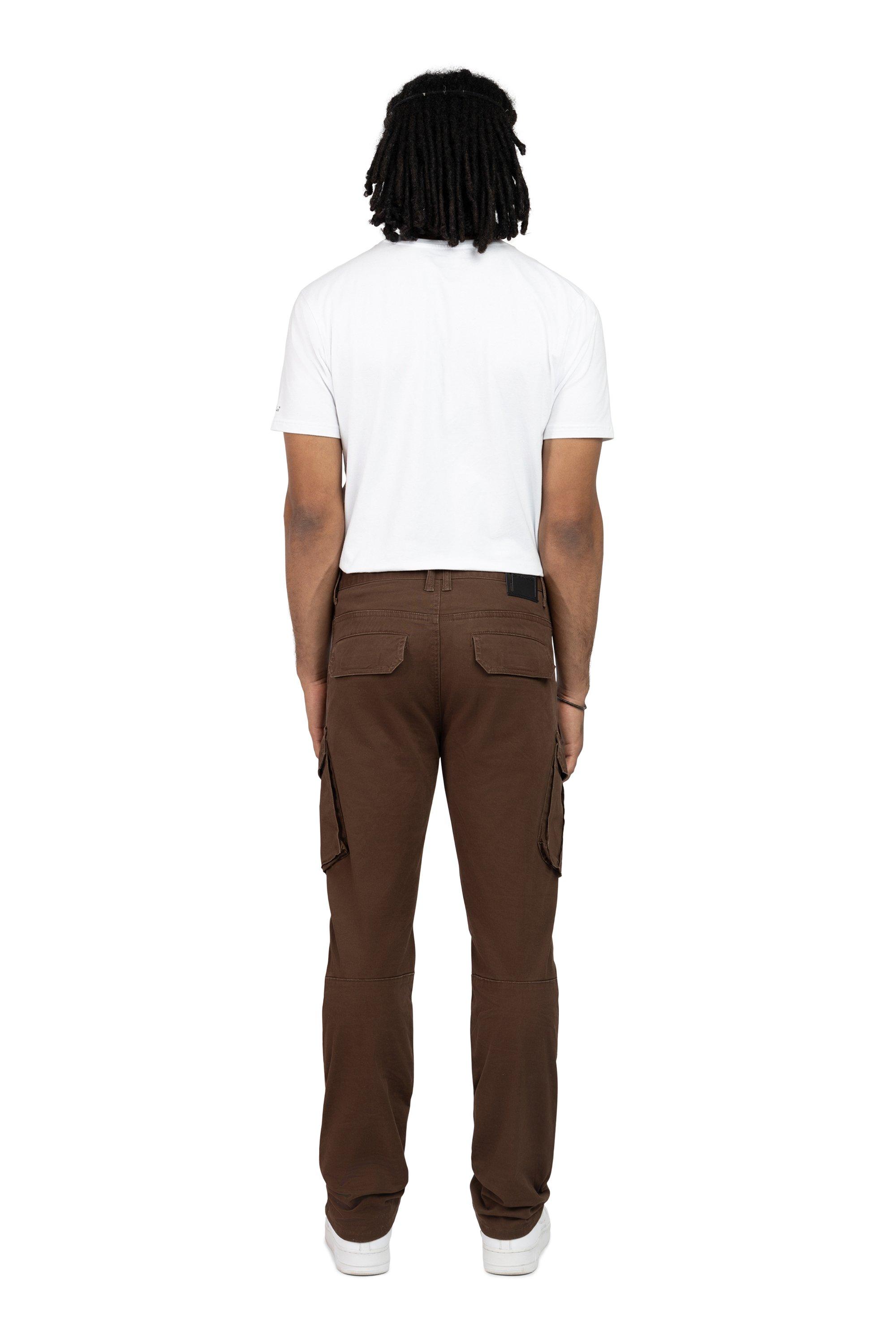Smoke Rise Men's Straight Fit Twill Essentials Cargo Pants - Bison - BROWN Thumbnail View 2