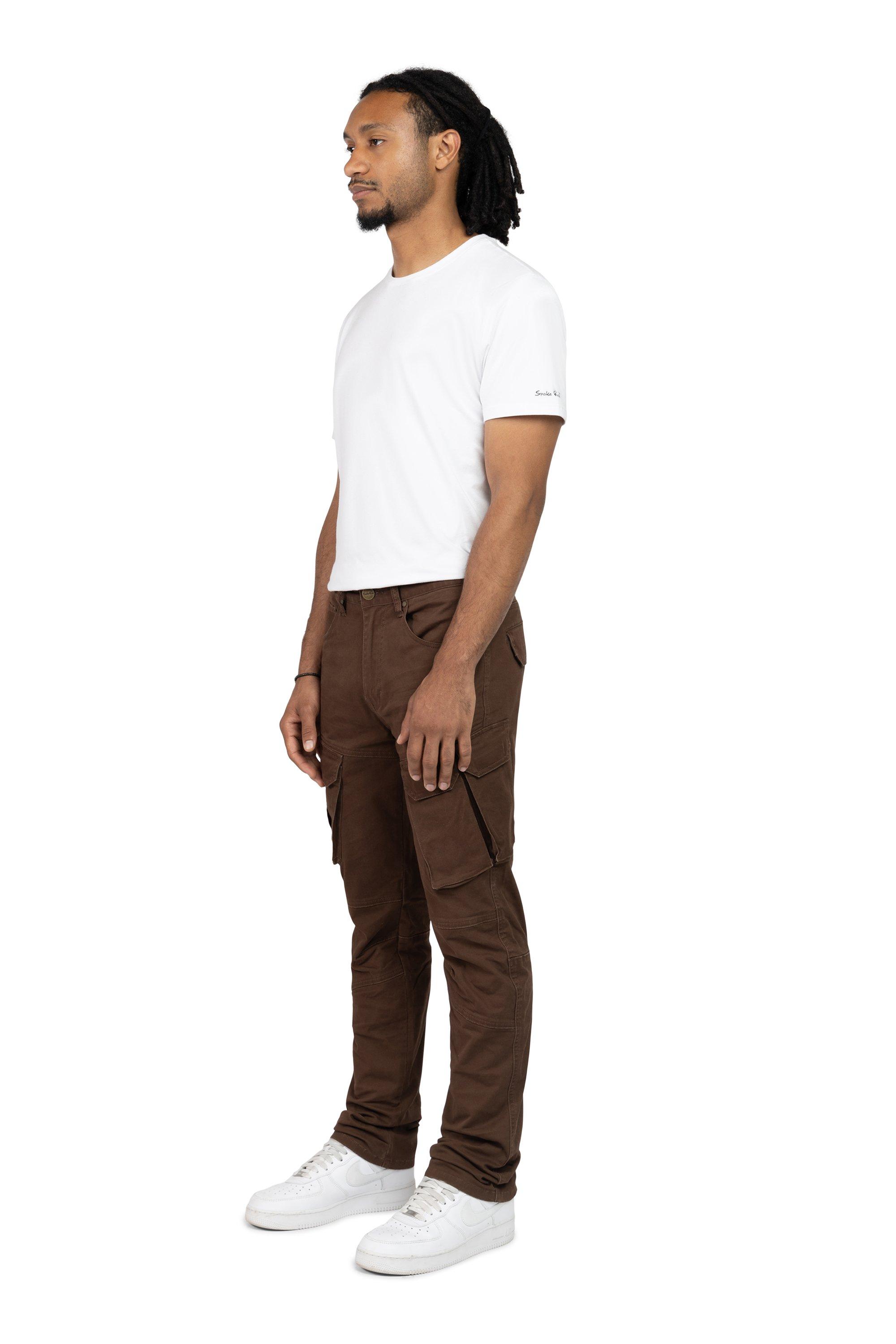Smoke Rise Men's Straight Fit Twill Essentials Cargo Pants - Bison - BROWN Thumbnail View 3