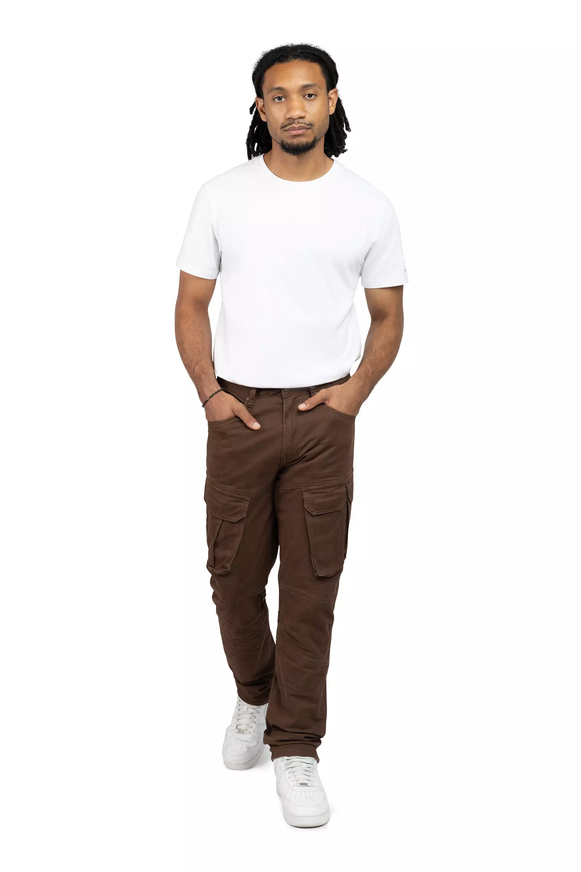 Smoke Rise Men's Straight Fit Twill Essentials Cargo Pants - Bison - BROWN