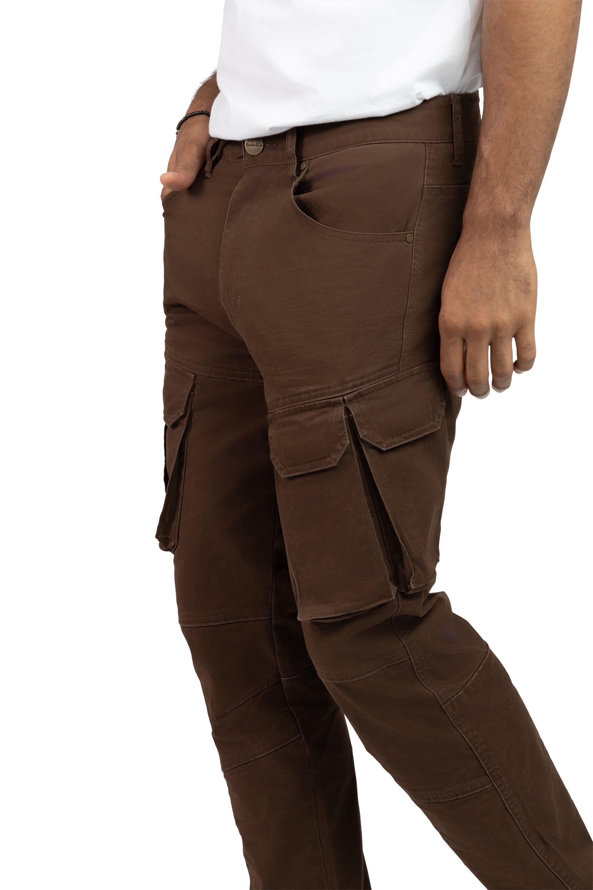 Smoke Rise Men's Straight Fit Twill Essentials Cargo Pants - Bison - BROWN Thumbnail View 6