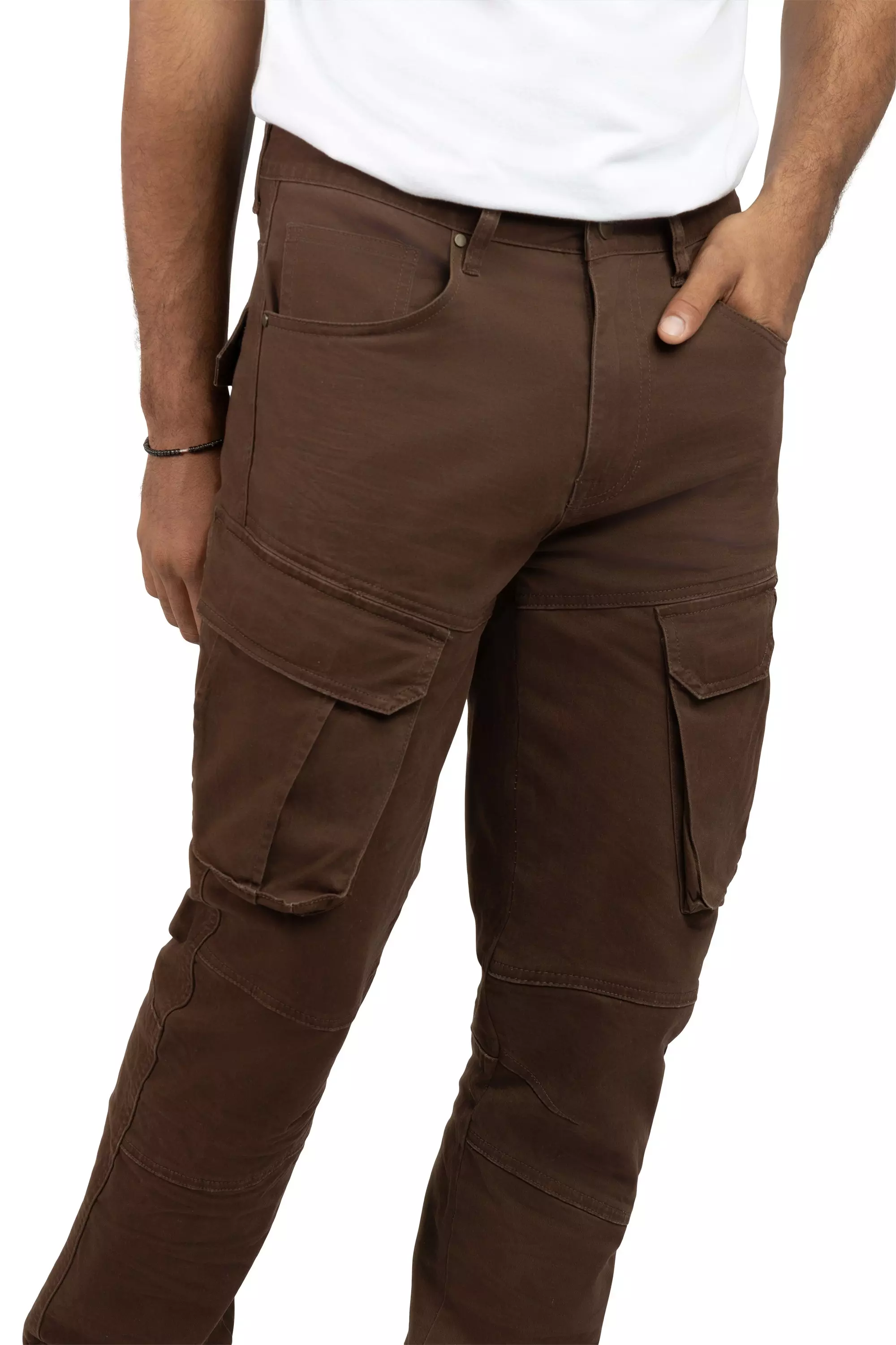 Smoke Rise Men's Straight Fit Twill Essentials Cargo Pants - Bison - BROWN