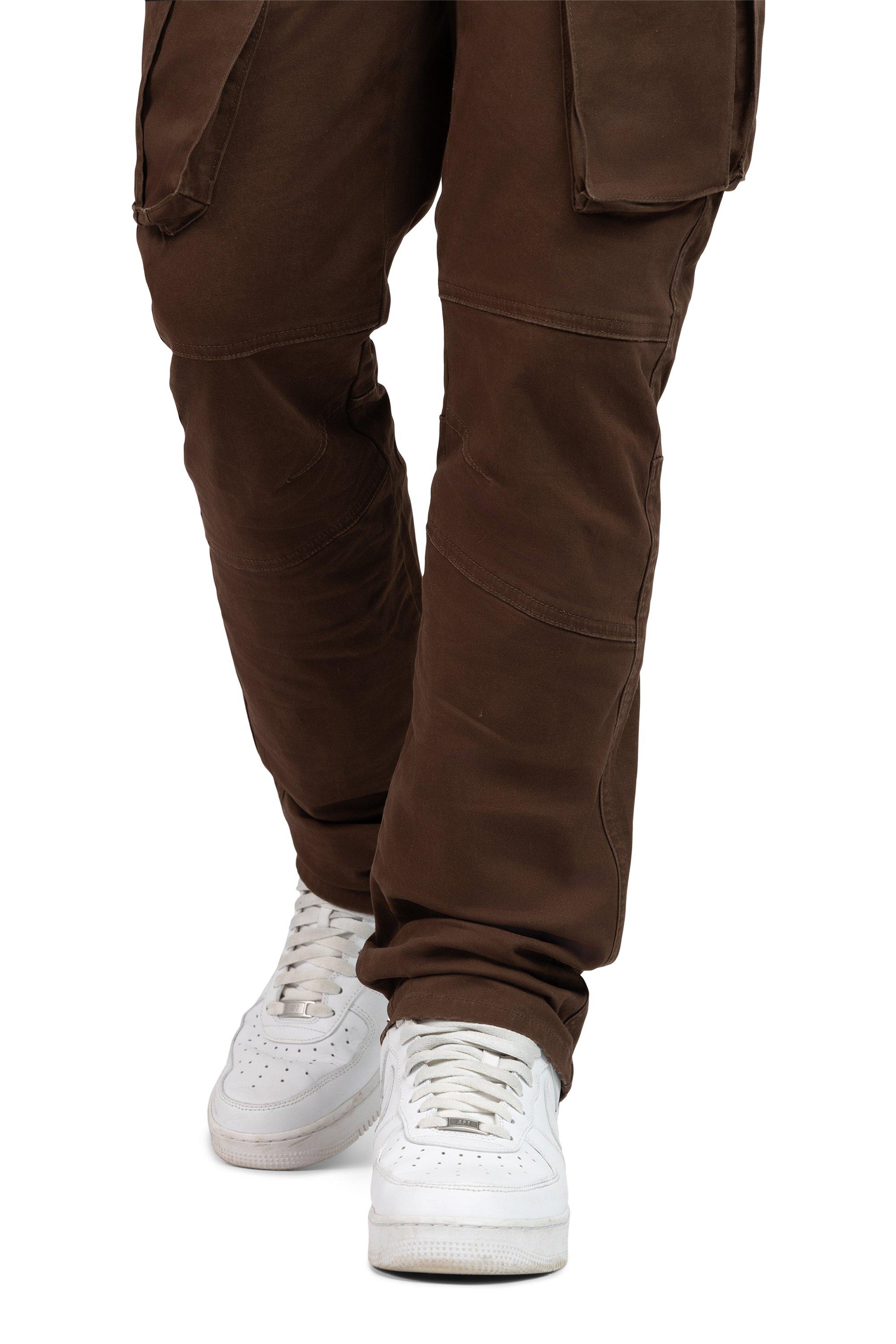 Smoke Rise Men's Straight Fit Twill Essentials Cargo Pants - Bison - BROWN Thumbnail View 9