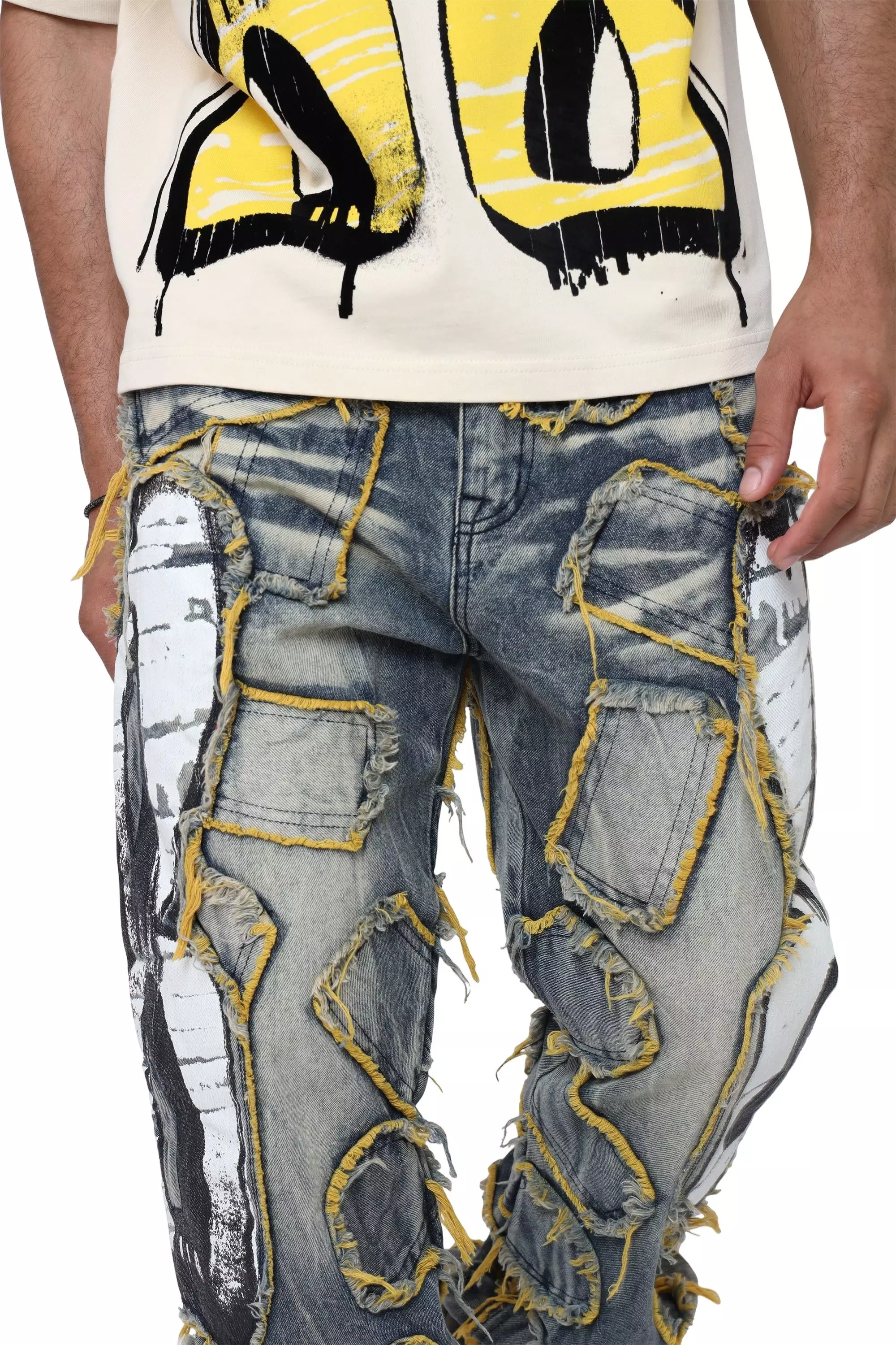 Smoke Rise Men's Retro 88 Wide Leg Fit Denim Jeans - Kelly Blue - BLUE