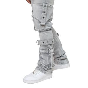Smoke Rise Men's Stack Flair Eyelet Cargo Jeans - Rubio Grey