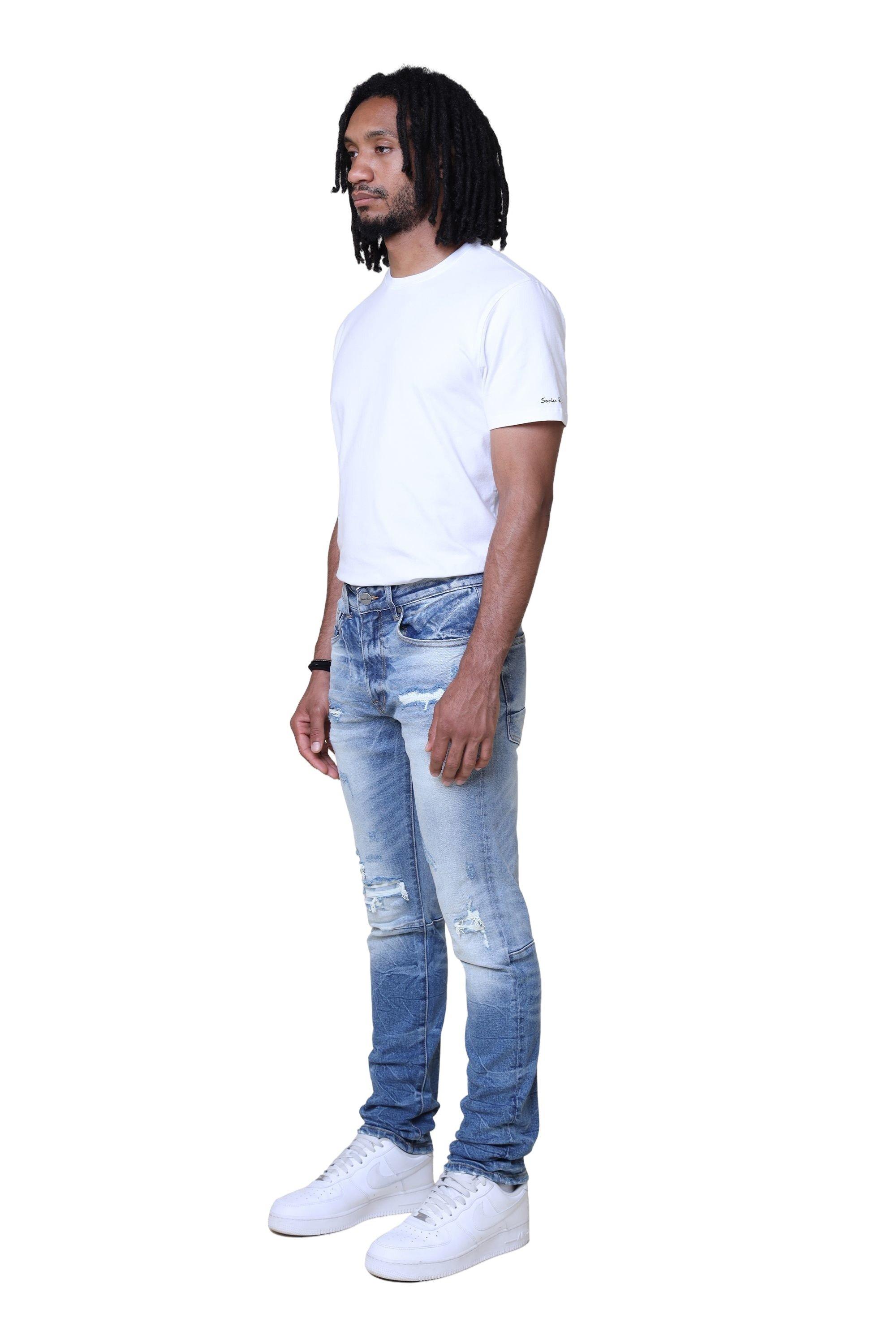 Smoke Rise Men's Essentials Slim Fit Adams Denim Jeans - MEDIUM DENIM Thumbnail View 10