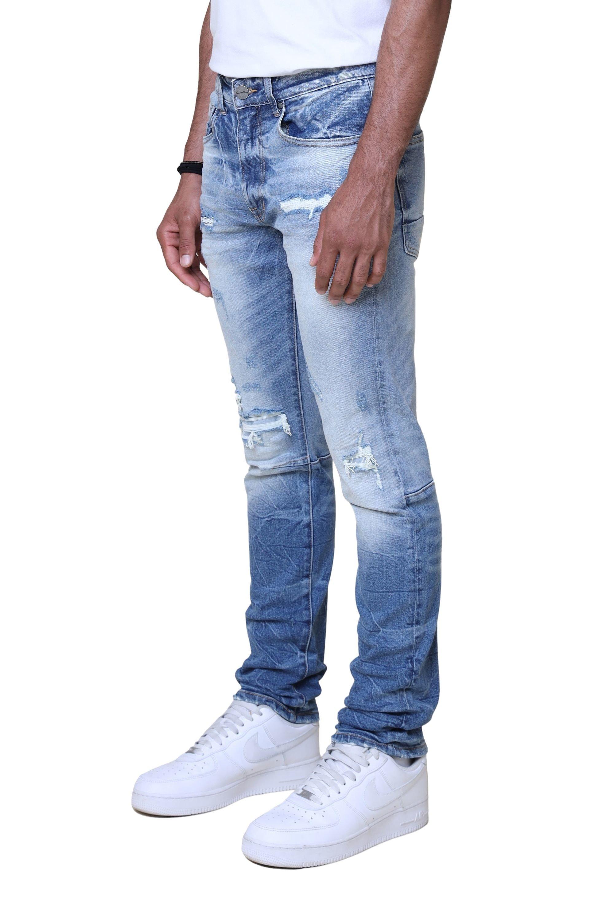 Smoke Rise Men's Essentials Slim Fit Adams Denim Jeans - MEDIUM DENIM Thumbnail View 3