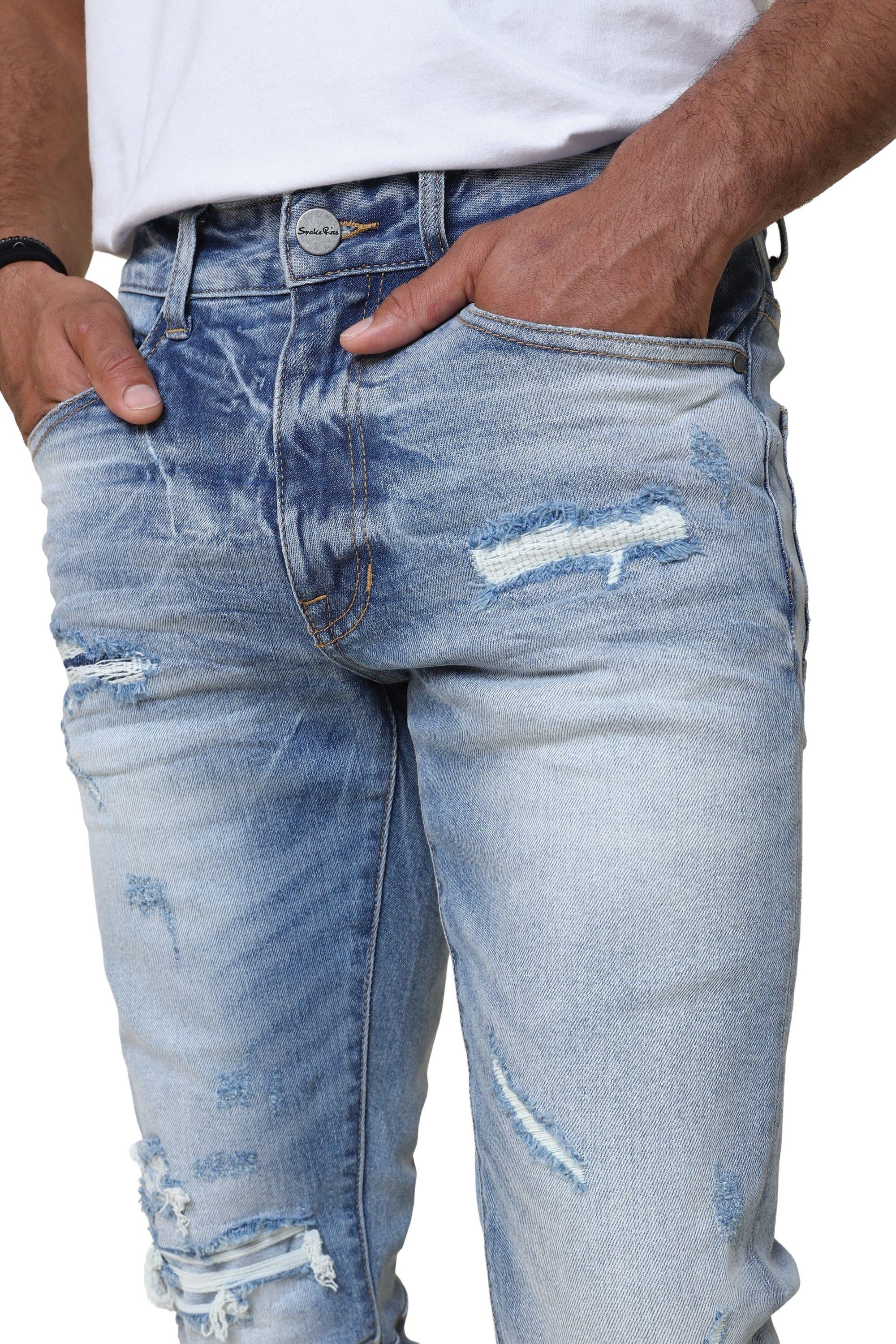 Smoke Rise Men's Essentials Slim Fit Adams Denim Jeans - MEDIUM DENIM Thumbnail View 5