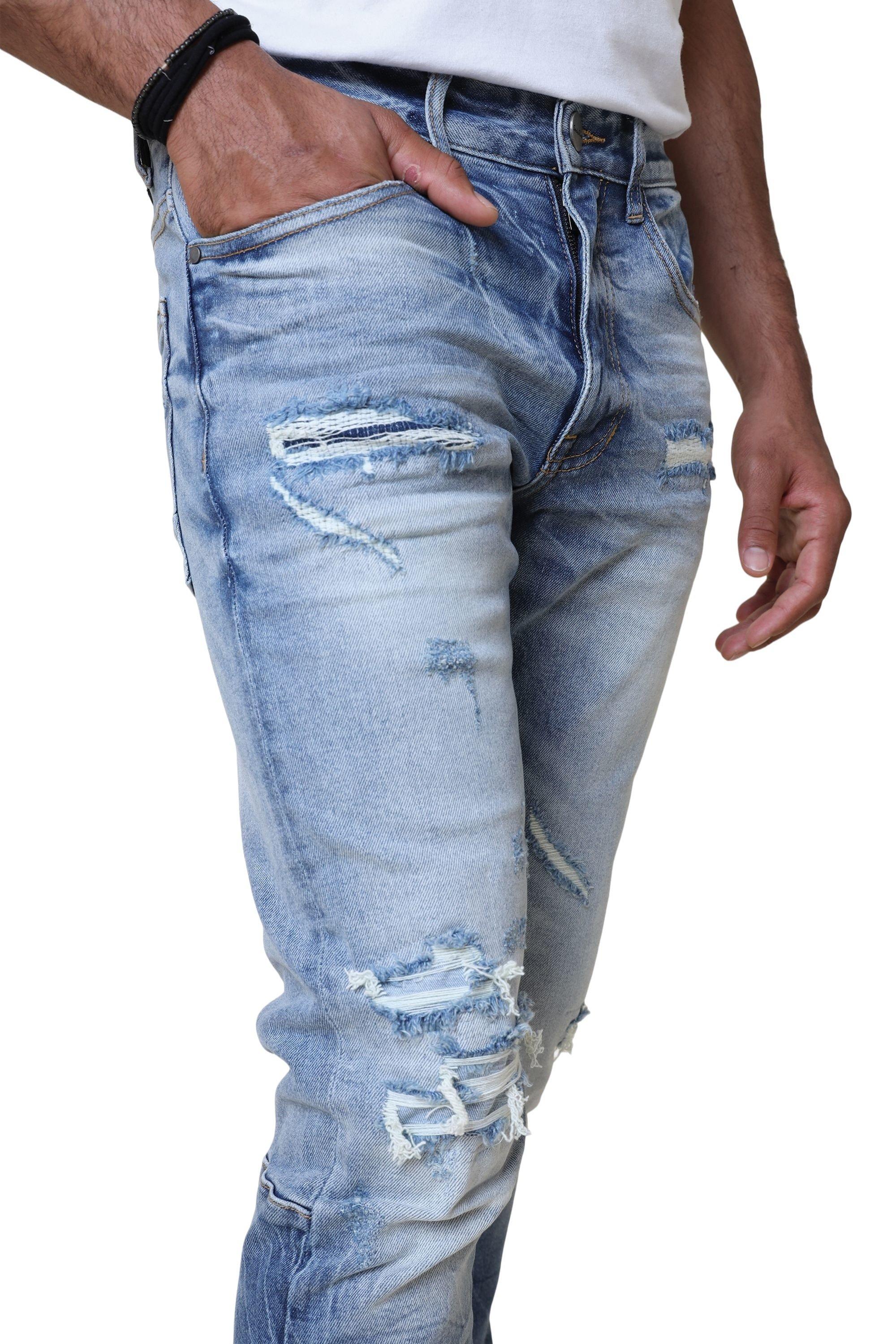 Smoke Rise Men's Essentials Slim Fit Adams Denim Jeans - MEDIUM DENIM Thumbnail View 6