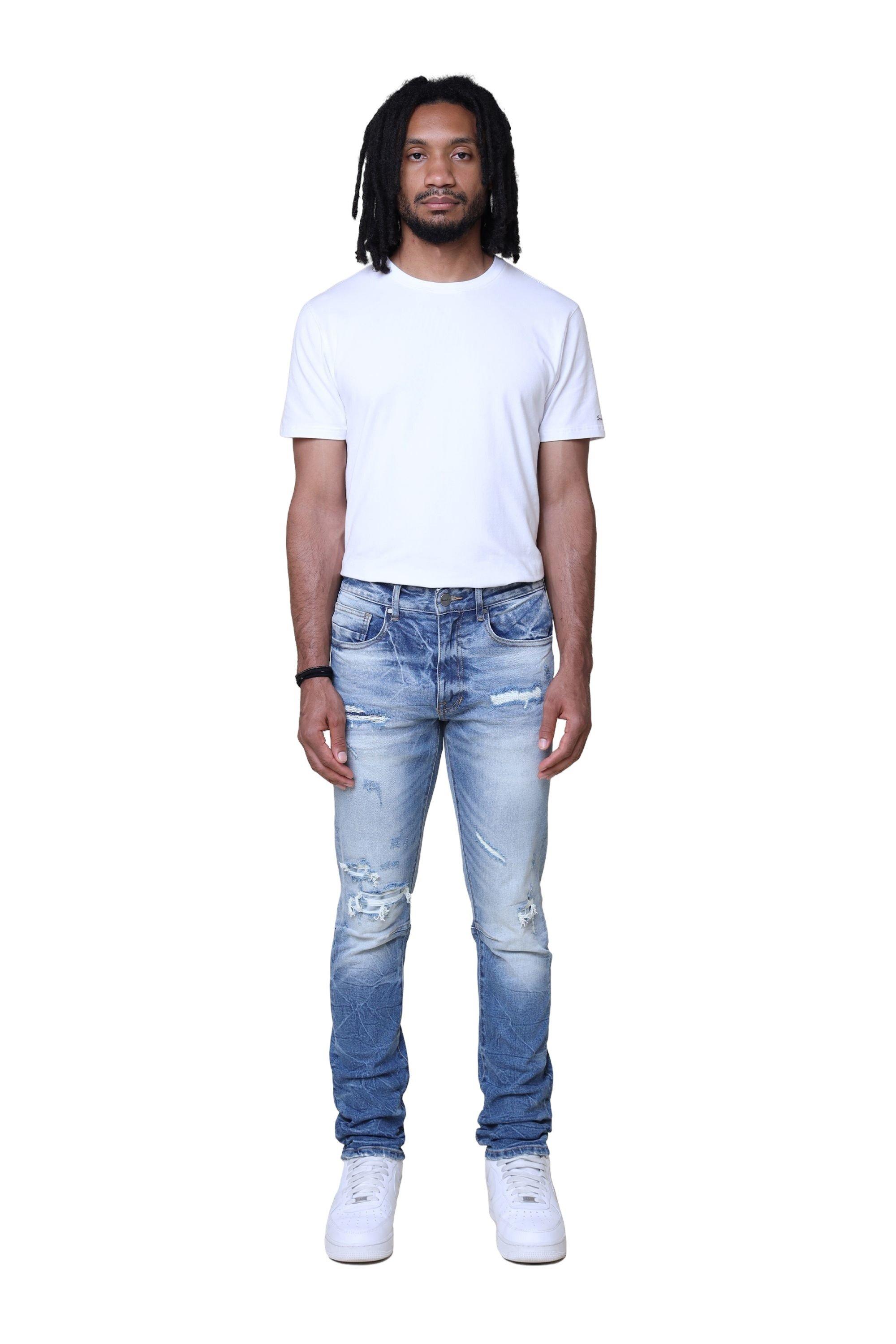 Smoke Rise Men's Essentials Slim Fit Adams Denim Jeans - MEDIUM DENIM Thumbnail View 8