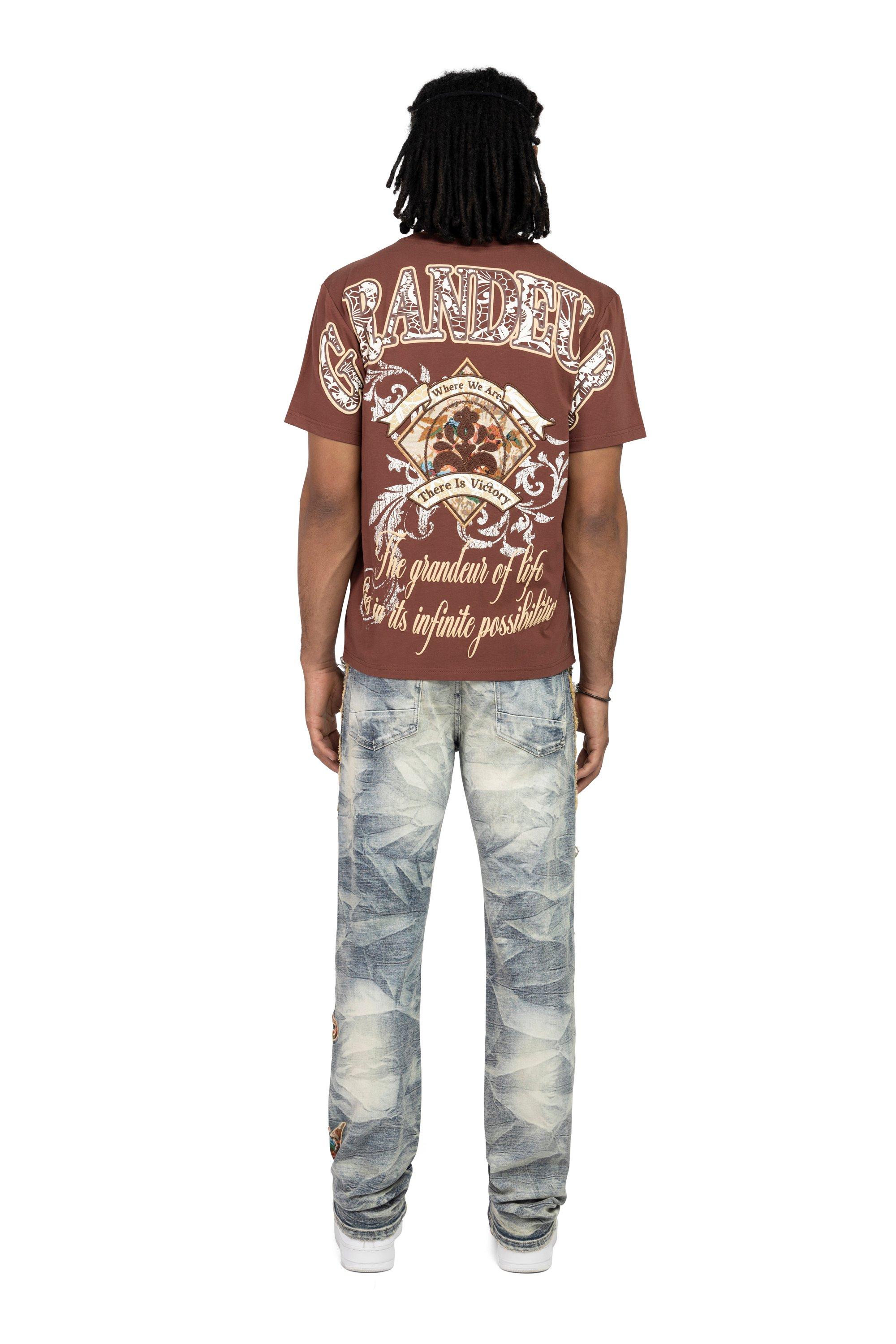 Smoke Rise Men's Tapestry Academy Tee - Truffle - BROWN Thumbnail View 4
