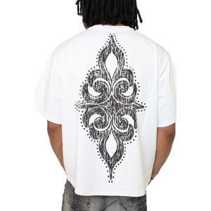 Smoke Rise Men's Luminous Studded Crop Tee - White