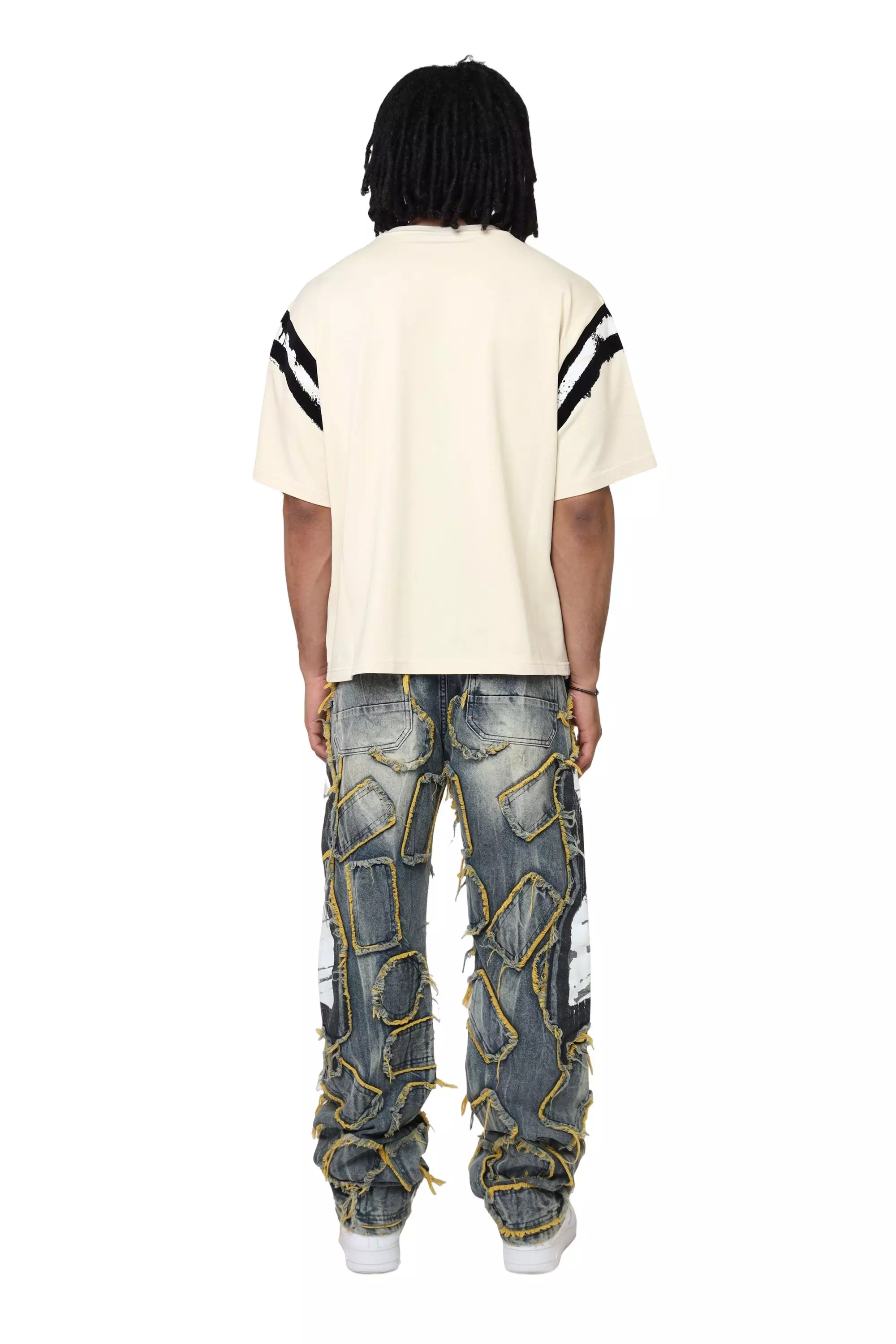 Smoke Rise Men's 88 Flocked Cropped Tee - Wood Ash - TAN