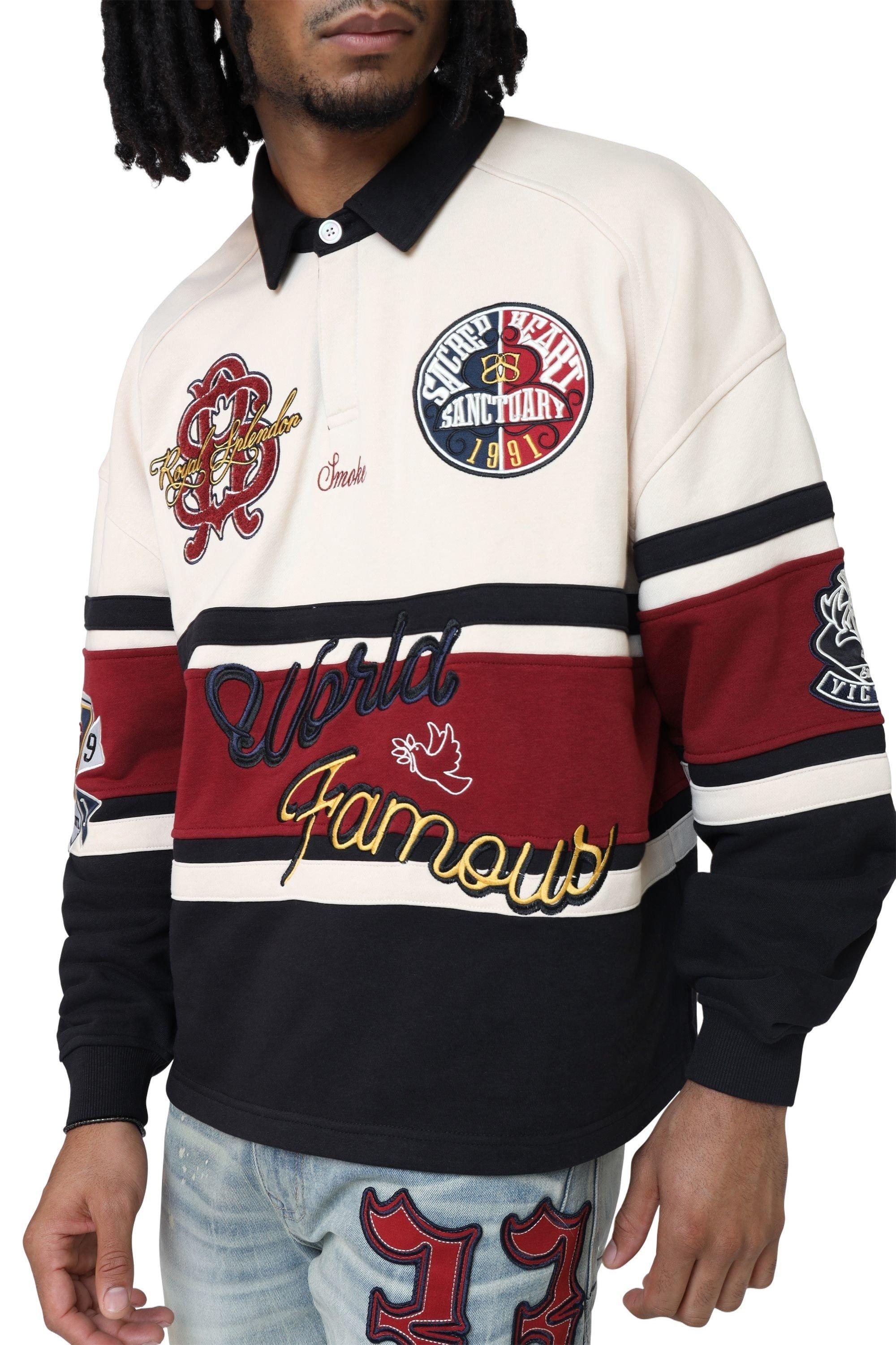 Smoke Rise Men's Ivy Syrah Rugby Shirt - TAN Thumbnail View 1