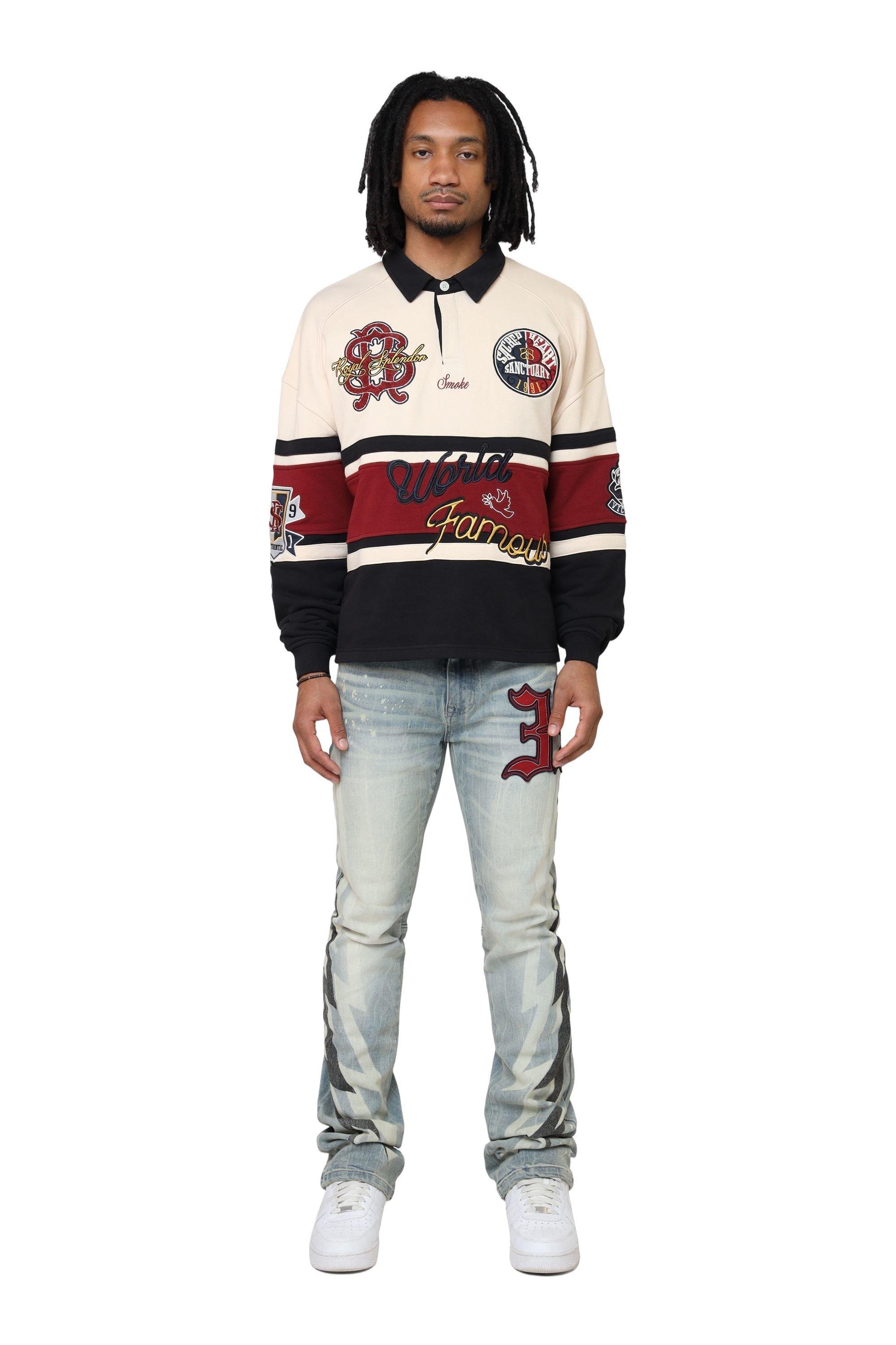 Smoke Rise Men's Ivy Syrah Rugby Shirt - TAN Thumbnail View 3