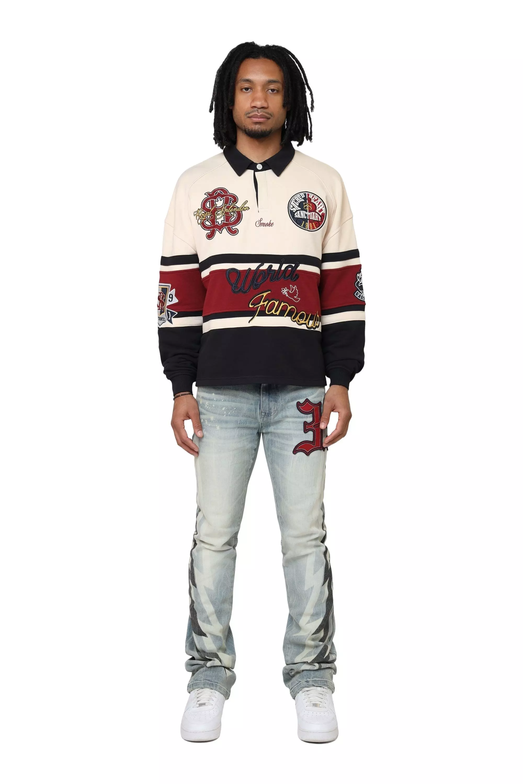 Smoke Rise Men's Ivy Syrah Rugby Shirt - TAN