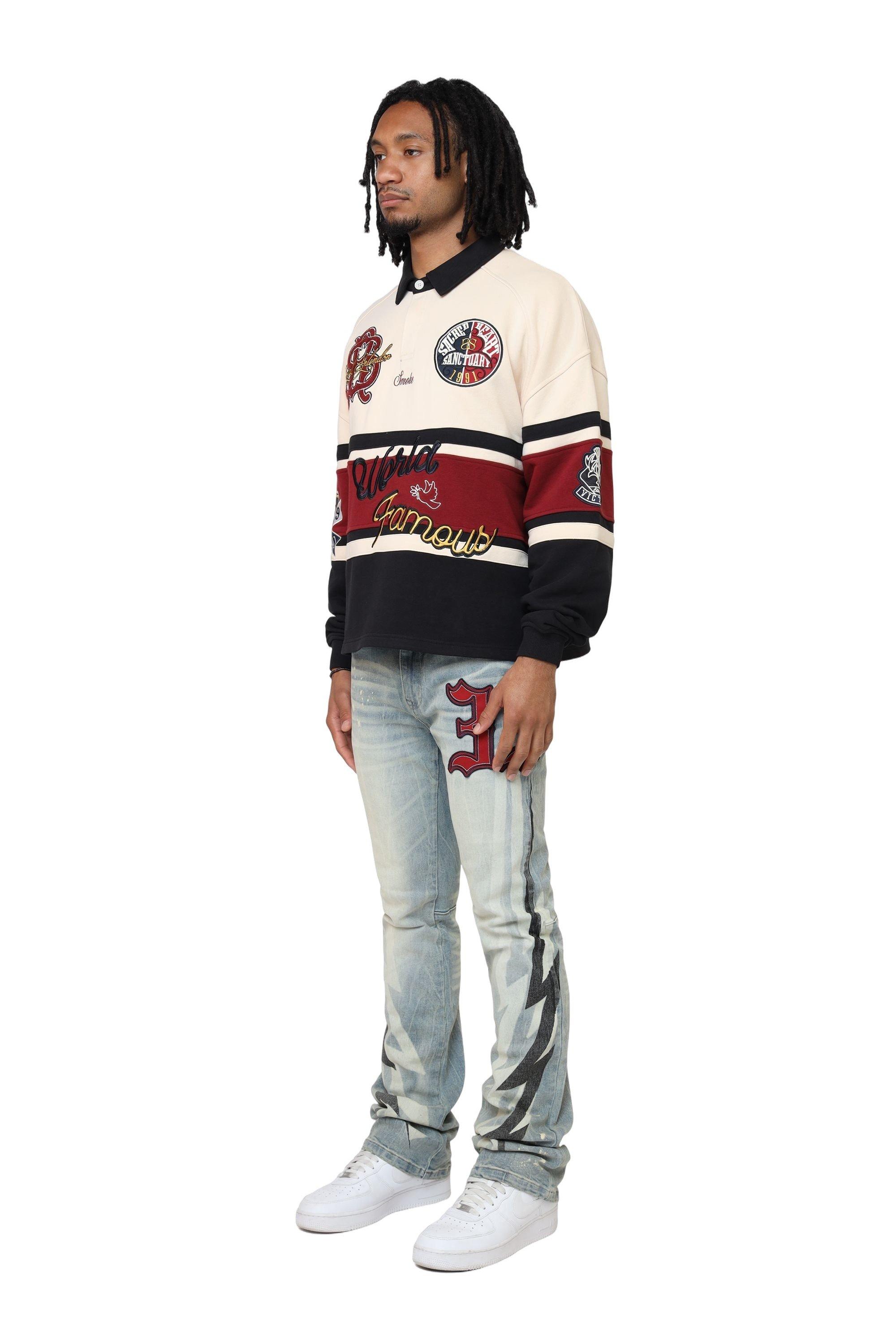 Smoke Rise Men's Ivy Syrah Rugby Shirt - TAN Thumbnail View 5