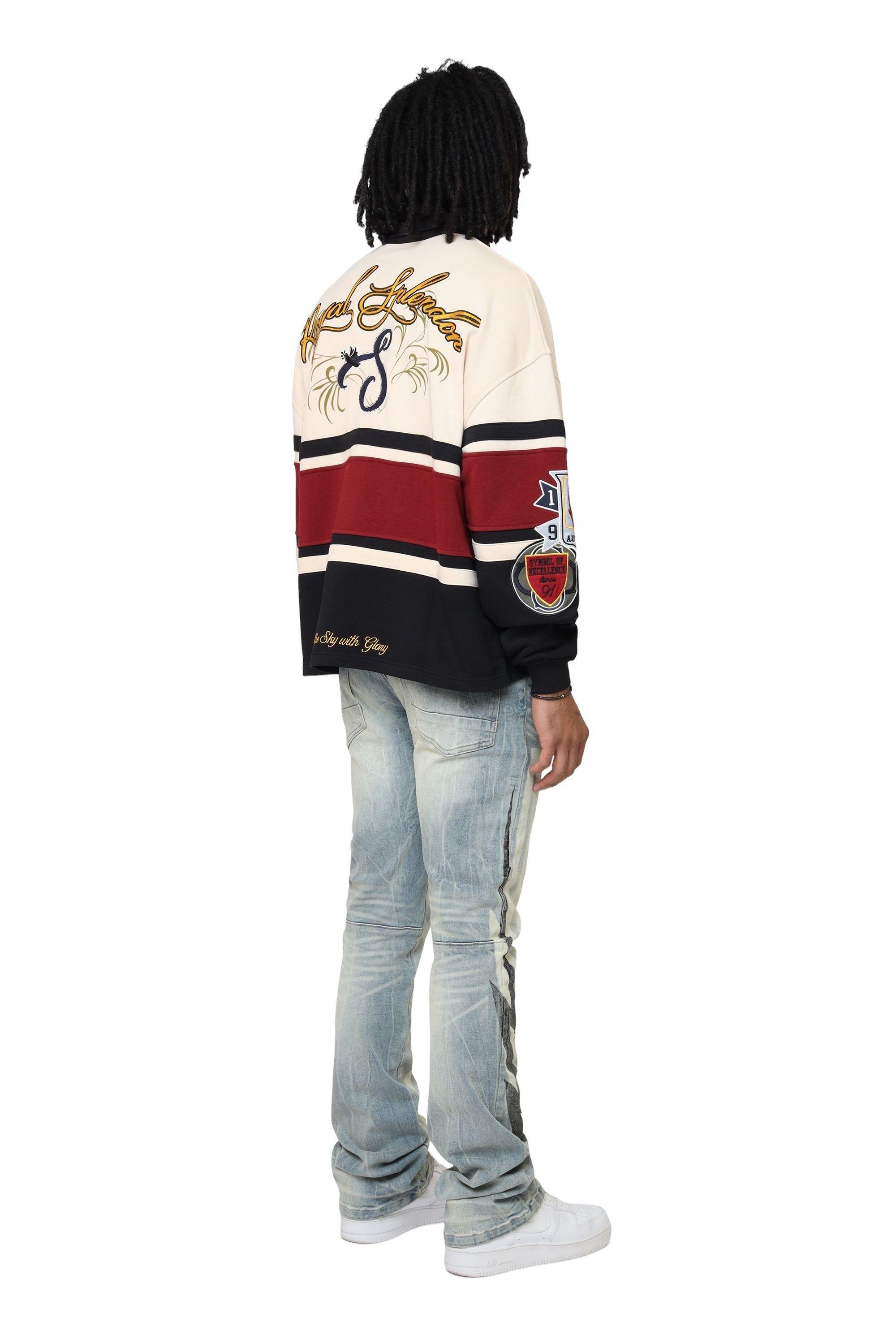 Smoke Rise Men's Ivy Syrah Rugby Shirt - TAN Thumbnail View 6