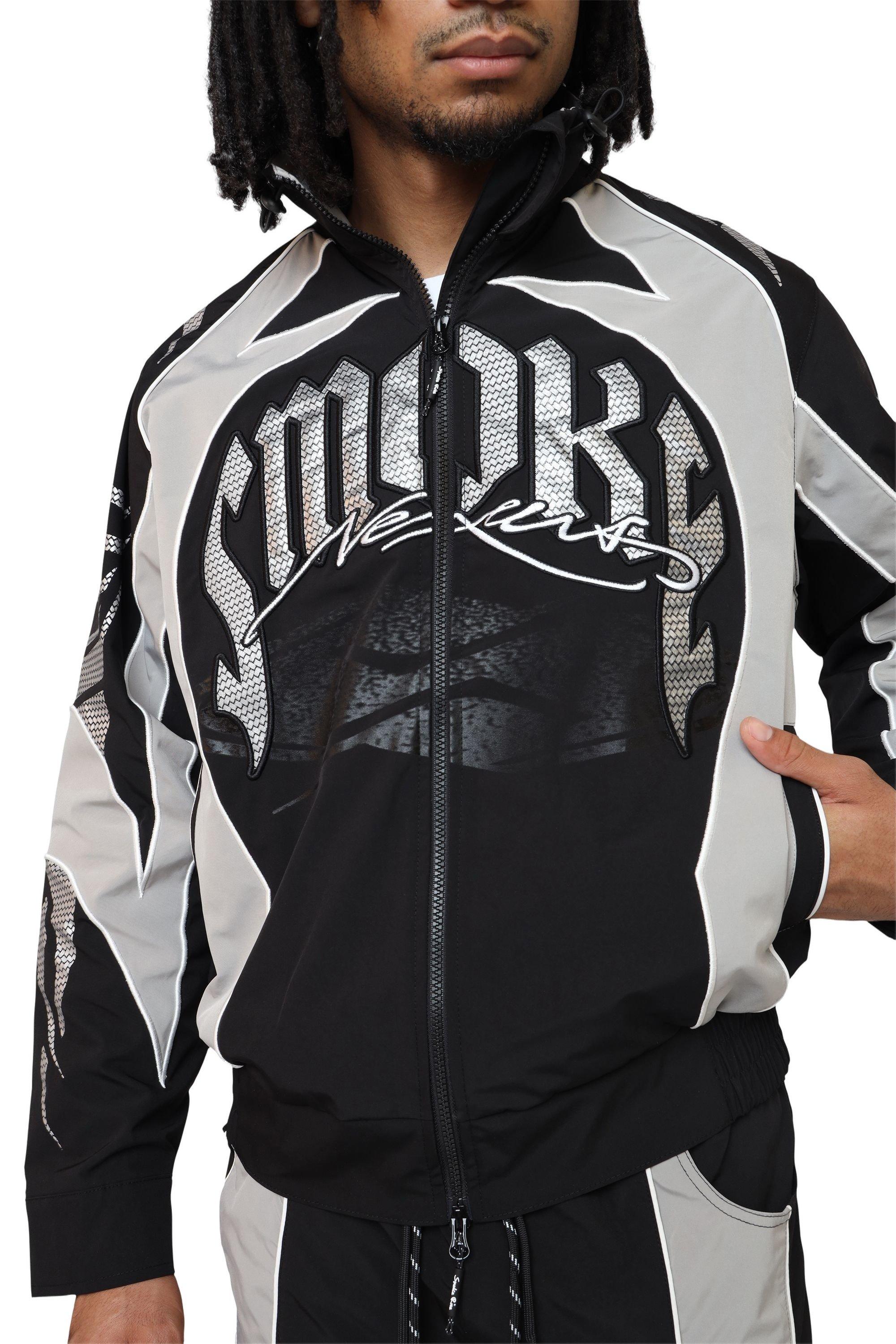 Smoke Rise Vortex Men's Graphic Slim Windbreaker - Black