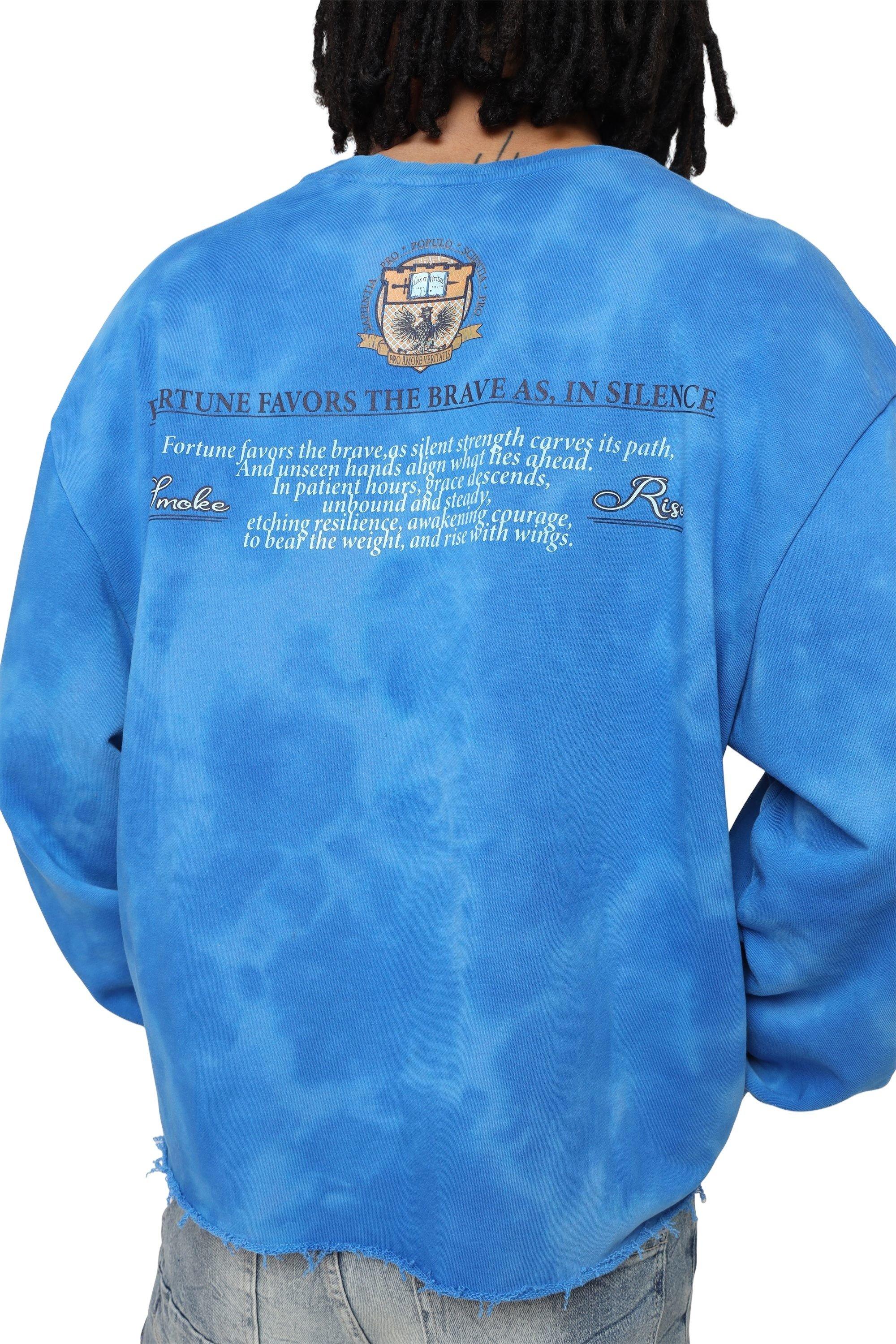 Smoke Rise Men's Magnificence French Terry Crop Harlow Crew - BLUE Thumbnail View 2