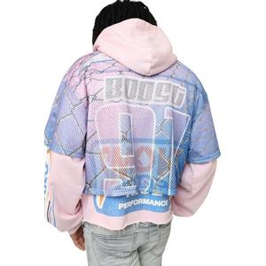 Smoke Rise Men's Field Fleece Mesh 2fer Hoodie - Pink