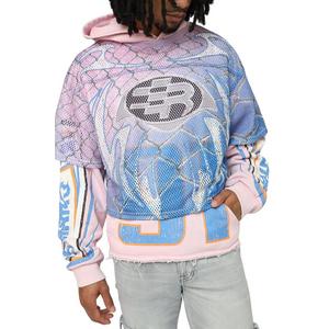 Smoke Rise Men's Field Fleece Mesh 2fer Hoodie - Pink