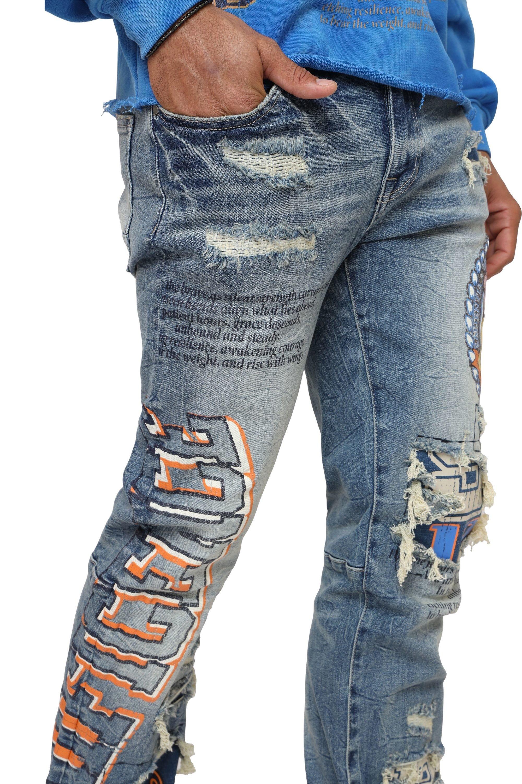 Smoke Rise Men's Magnificence Straight Fit Denim Jeans - Hearst Blue - BLUE Thumbnail View 1