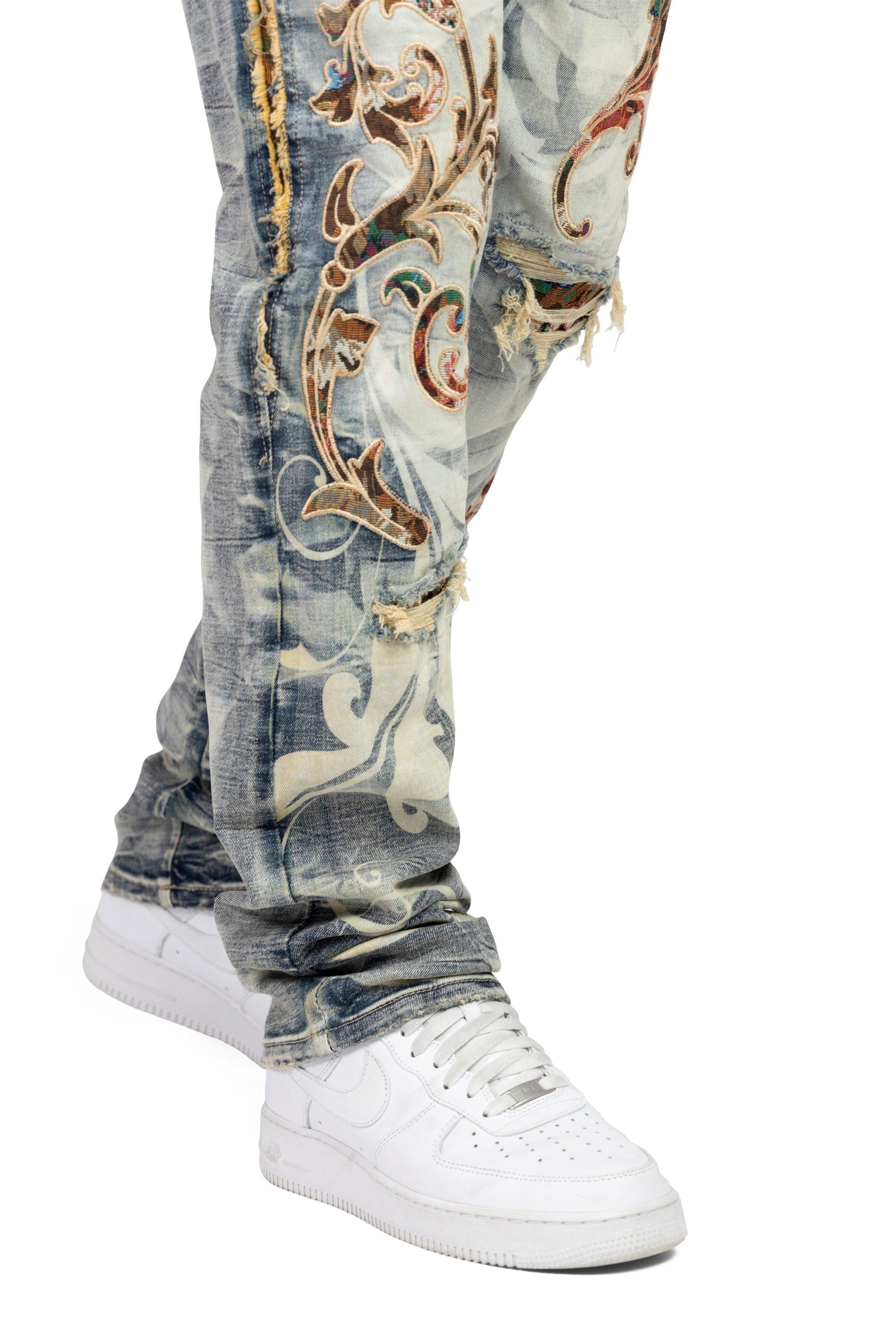 Smoke Rise Men's Slim Fit Tapestry Denim Jeans - Blue Toast - BLUE Thumbnail View 12