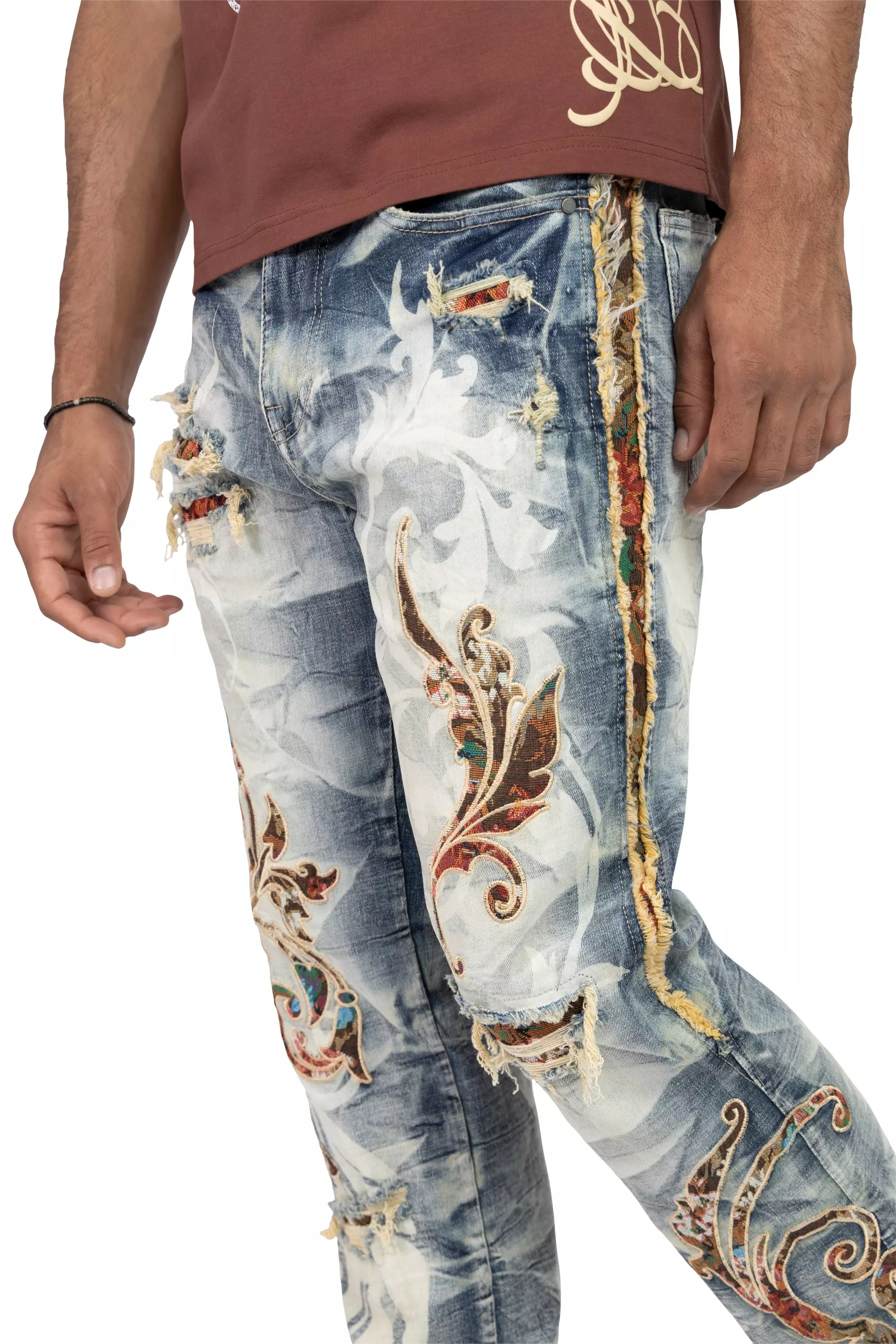 Smoke Rise Men's Slim Fit Tapestry Denim Jeans - Blue Toast - BLUE