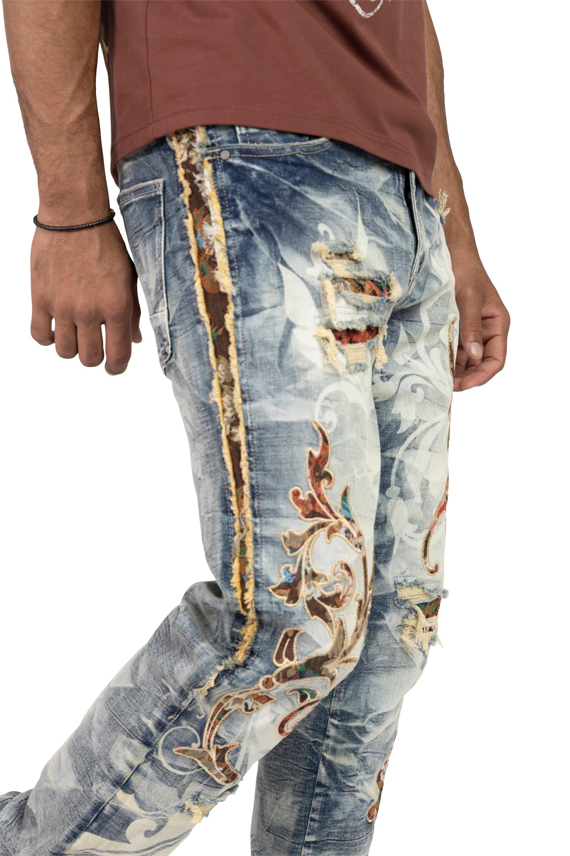 Smoke Rise Men's Slim Fit Tapestry Denim Jeans - Blue Toast - BLUE Thumbnail View 5