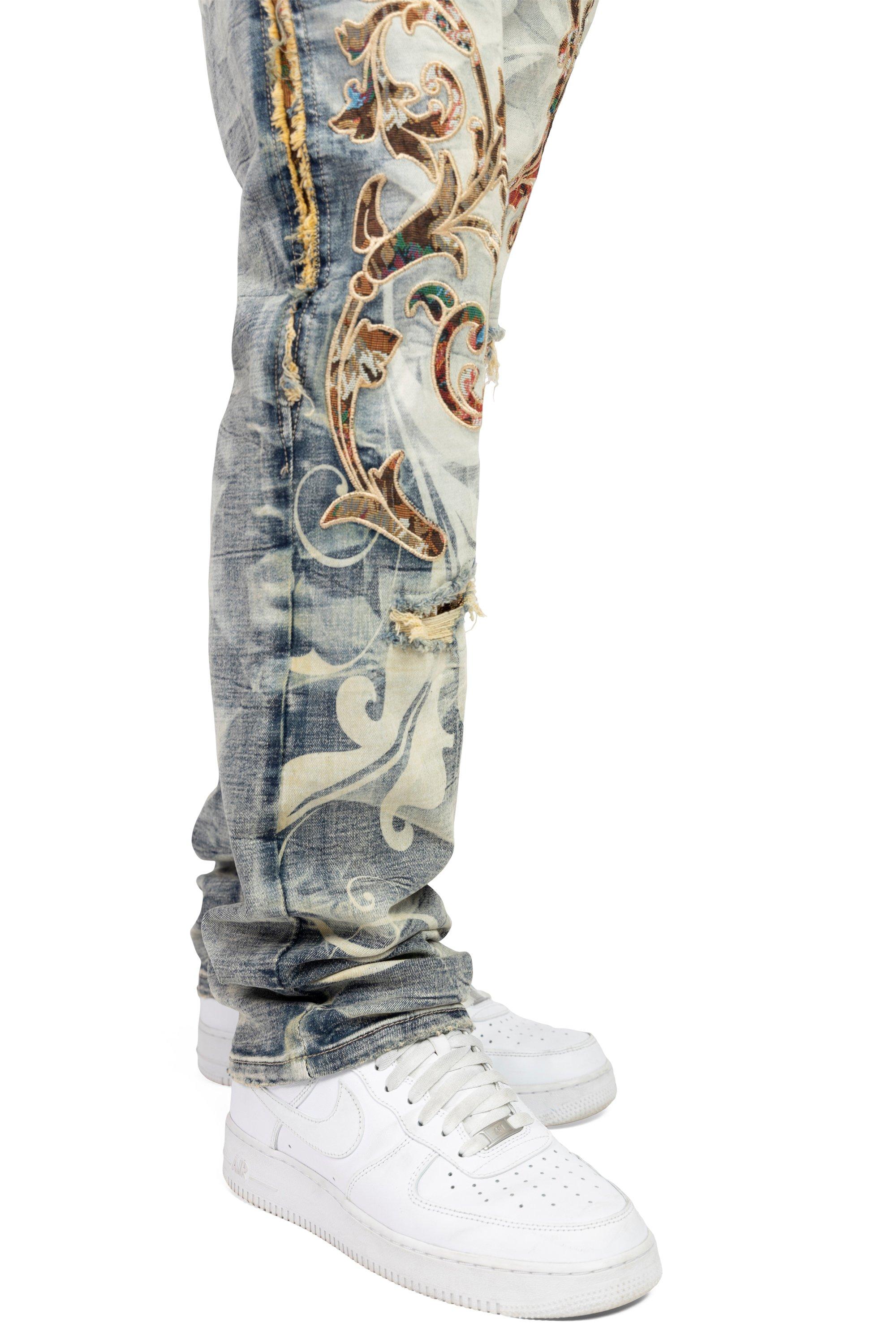 Smoke Rise Men's Slim Fit Tapestry Denim Jeans - Blue Toast - BLUE Thumbnail View 7