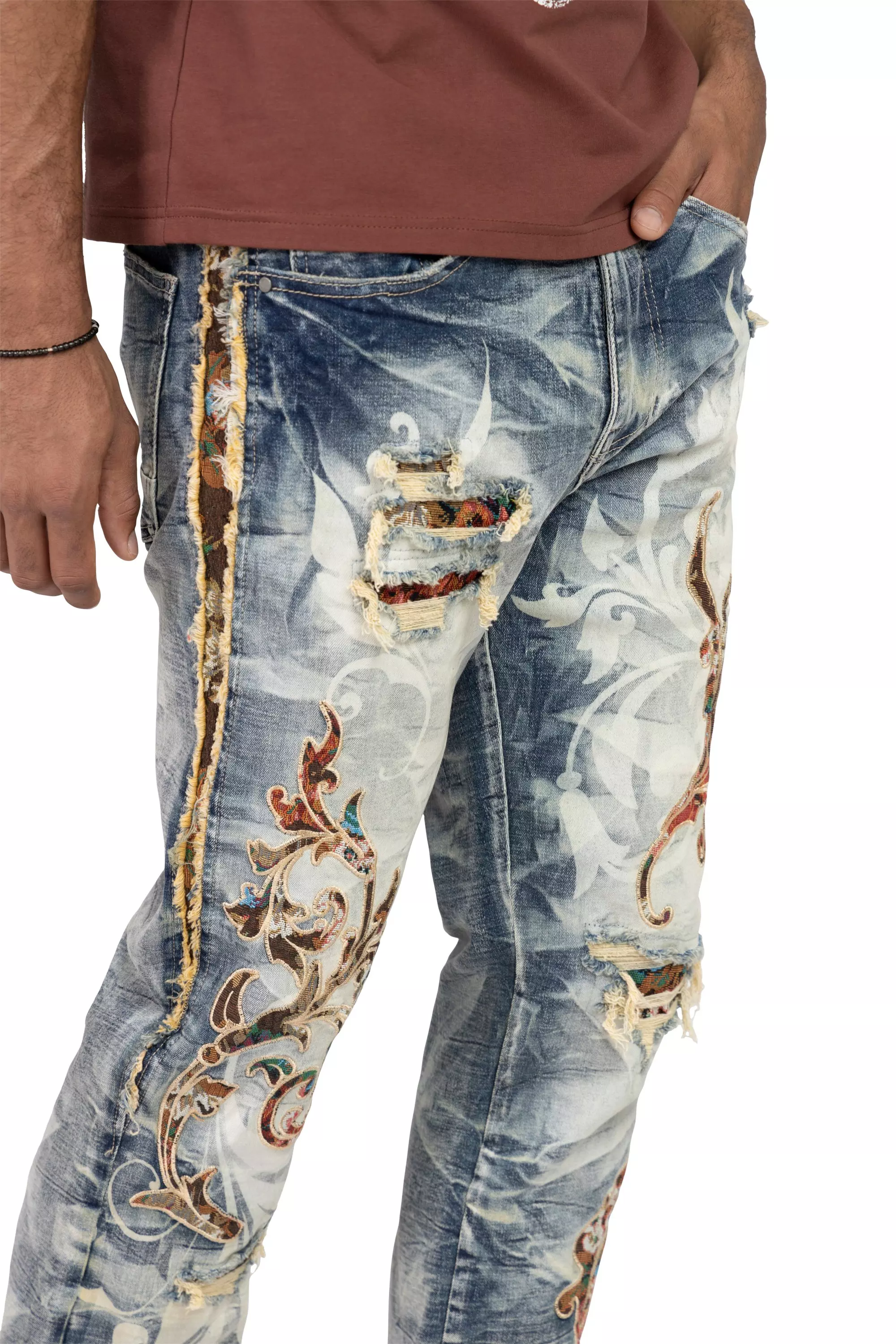 Smoke Rise Men's Slim Fit Tapestry Denim Jeans - Blue Toast - BLUE