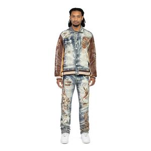 Smoke Rise Men's Slim Fit Tapestry Denim Jeans - Blue Toast