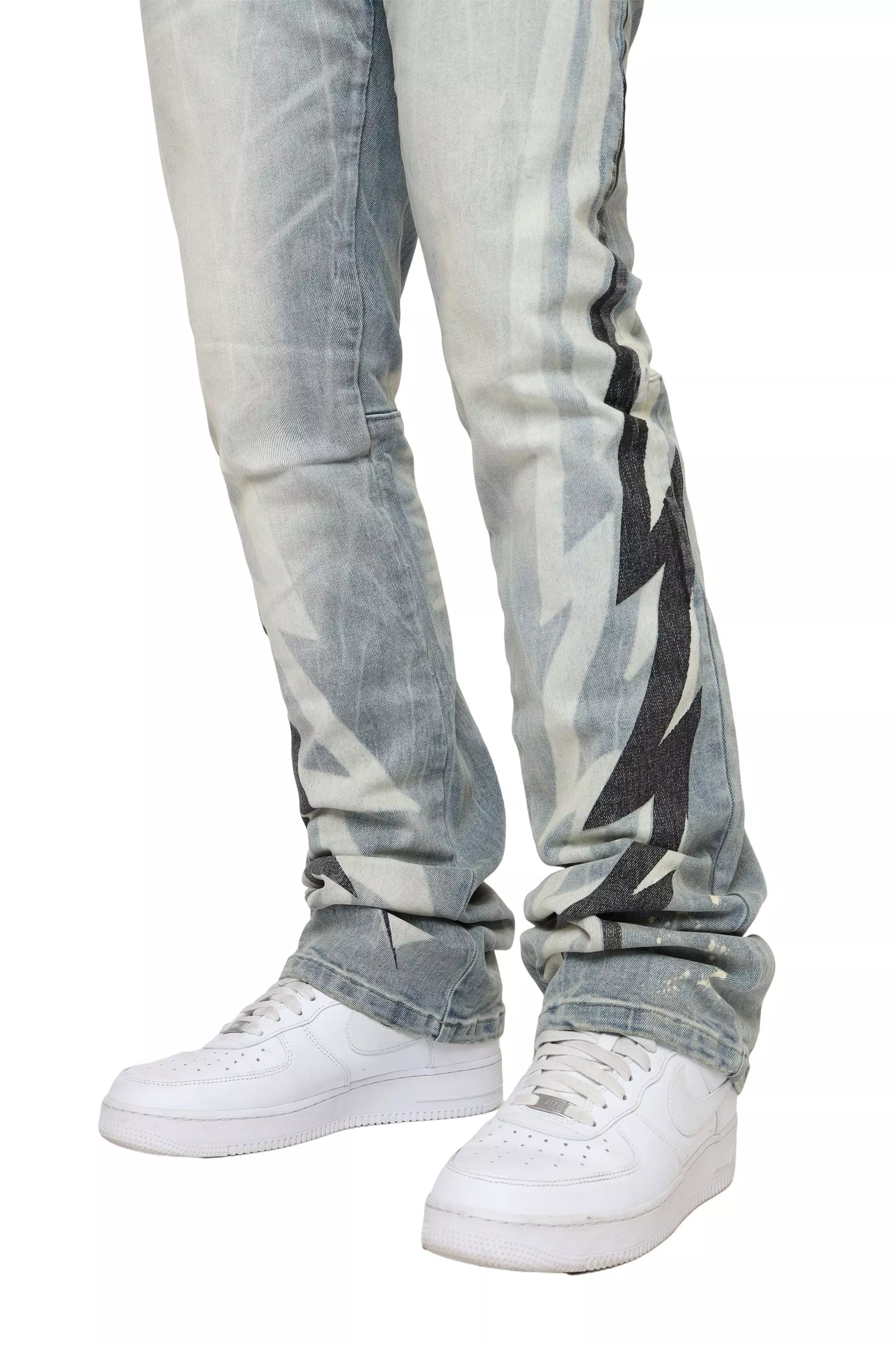 Smoke Rise Men's Stacked Flare Leg Triumph Denim Jeans - Palma Blue - BLUE