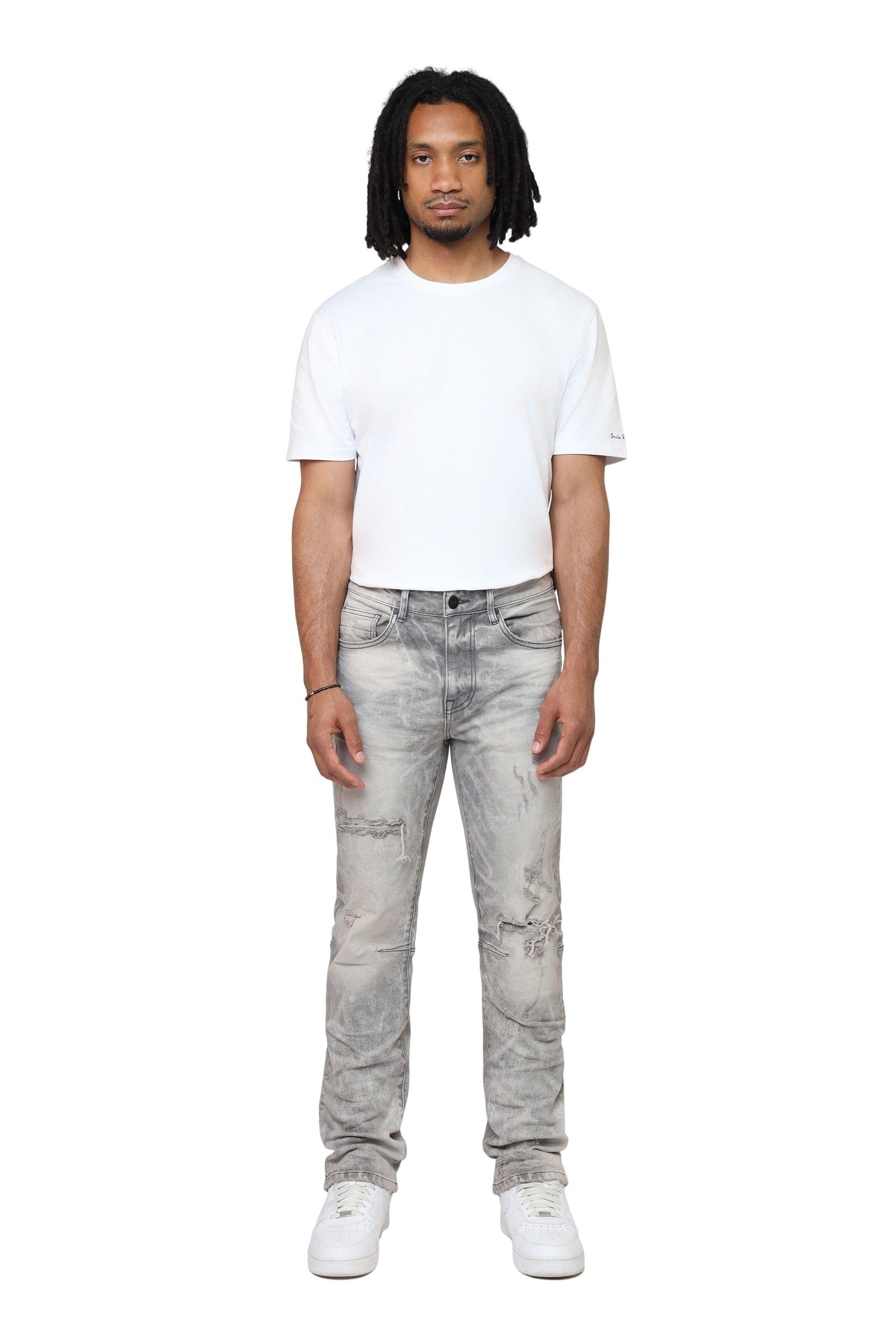 Smoke Rise Men's Straight Fit Denim Jeans - Pumice Grey - GREY Thumbnail View 1