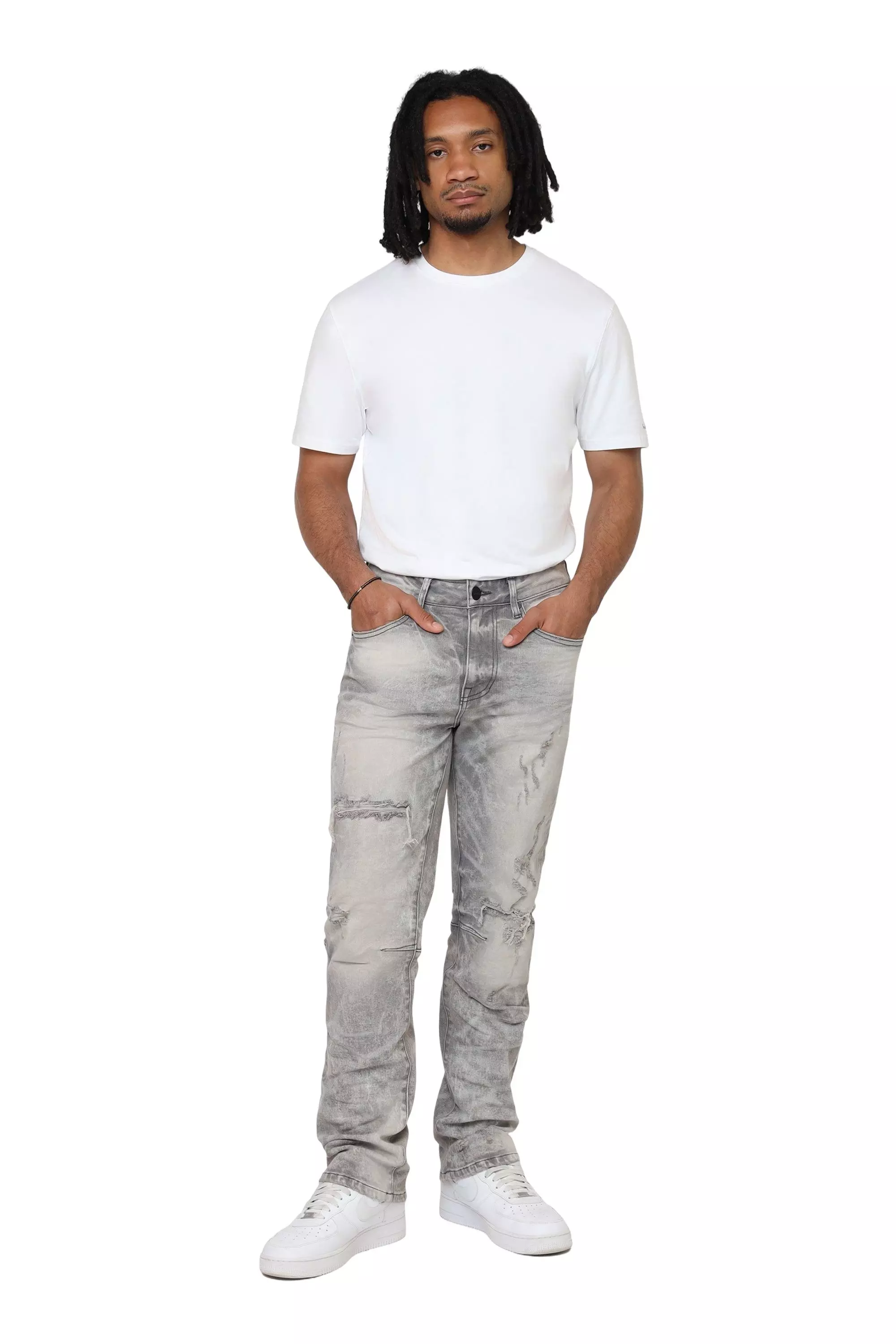 Smoke Rise Men's Straight Fit Denim Jeans - Pumice Grey - GREY